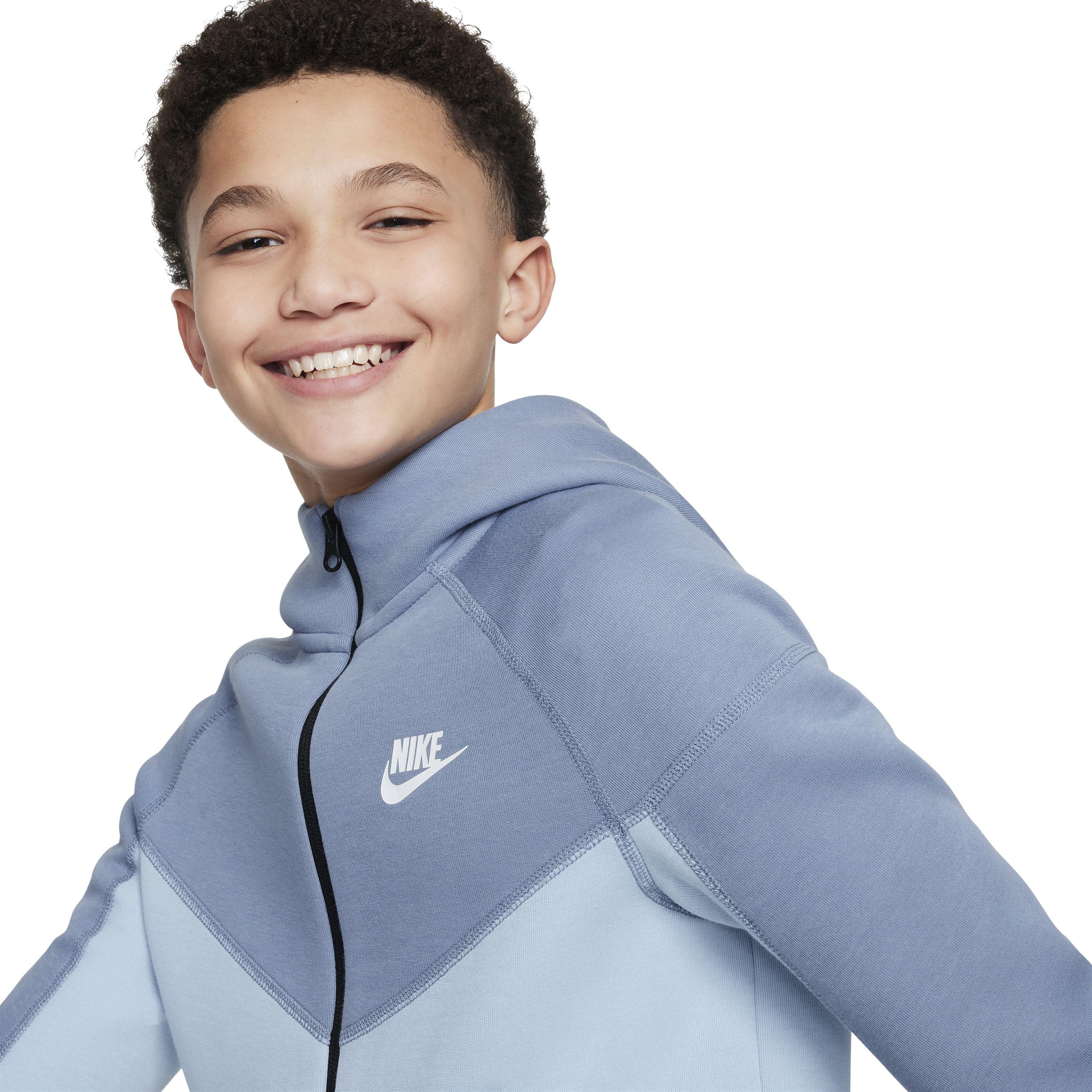 Nike Big Boys' Sportswear Tech Fleece Full Zip Jacket - LT BLUE Thumbnail View 3