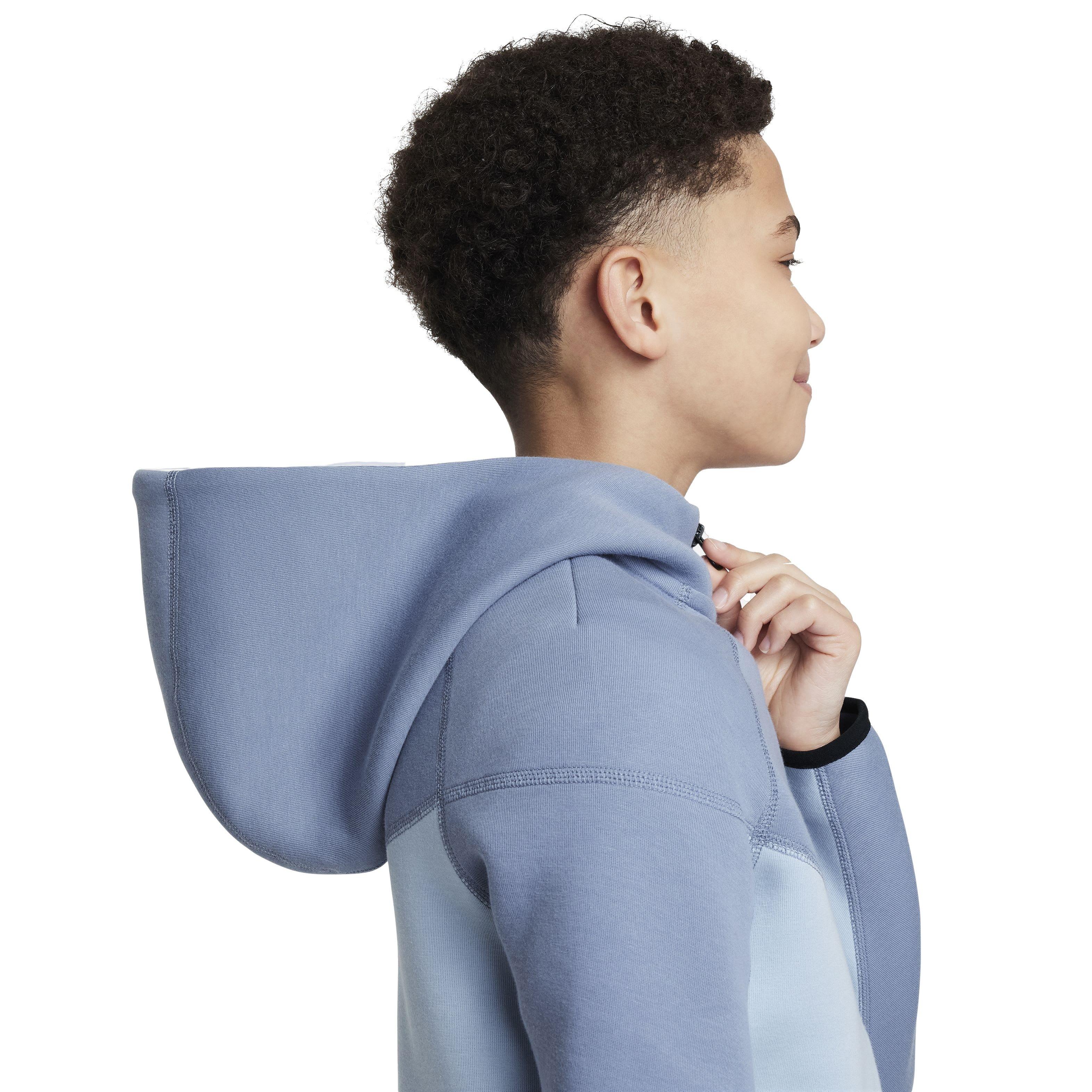 Nike Big Boys' Sportswear Tech Fleece Full Zip Jacket - LT BLUE Thumbnail View 4