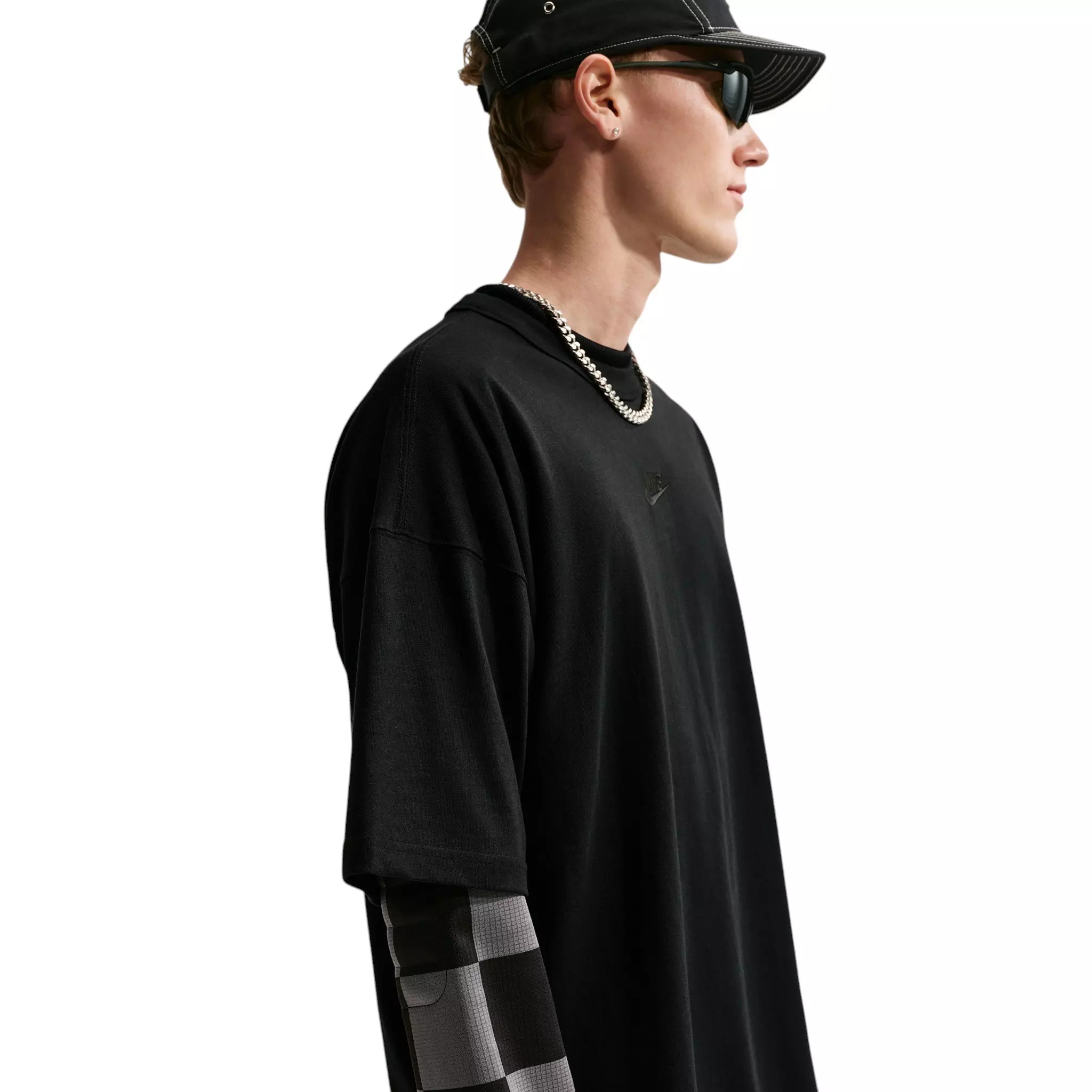 Nike Men's Sportswear Premium Essentials Embroidered Logo Oversized T-Shirt - BLACK