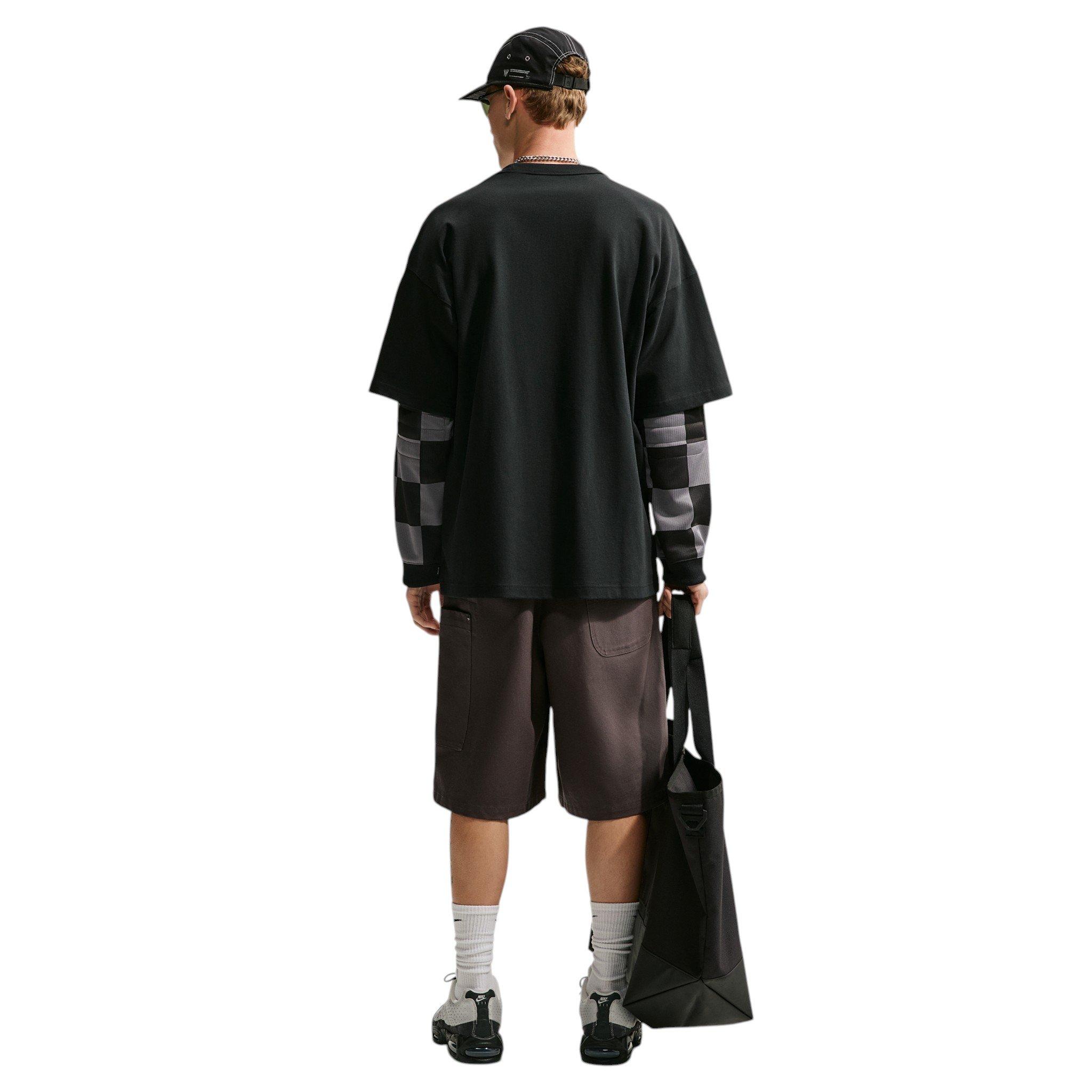 Nike Men's Sportswear Premium Essentials Embroidered Logo Oversized T-Shirt - BLACK