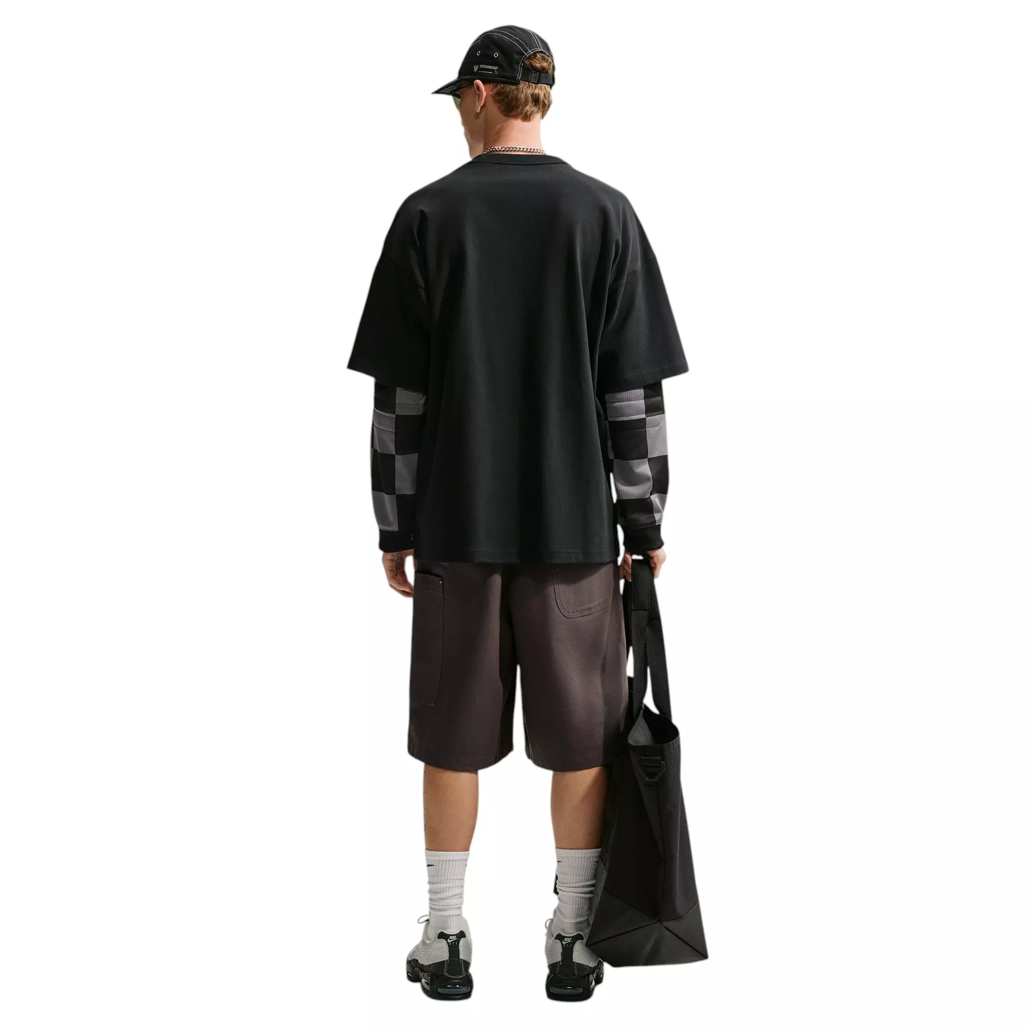 Nike Men's Sportswear Premium Essentials Embroidered Logo Oversized T-Shirt - BLACK