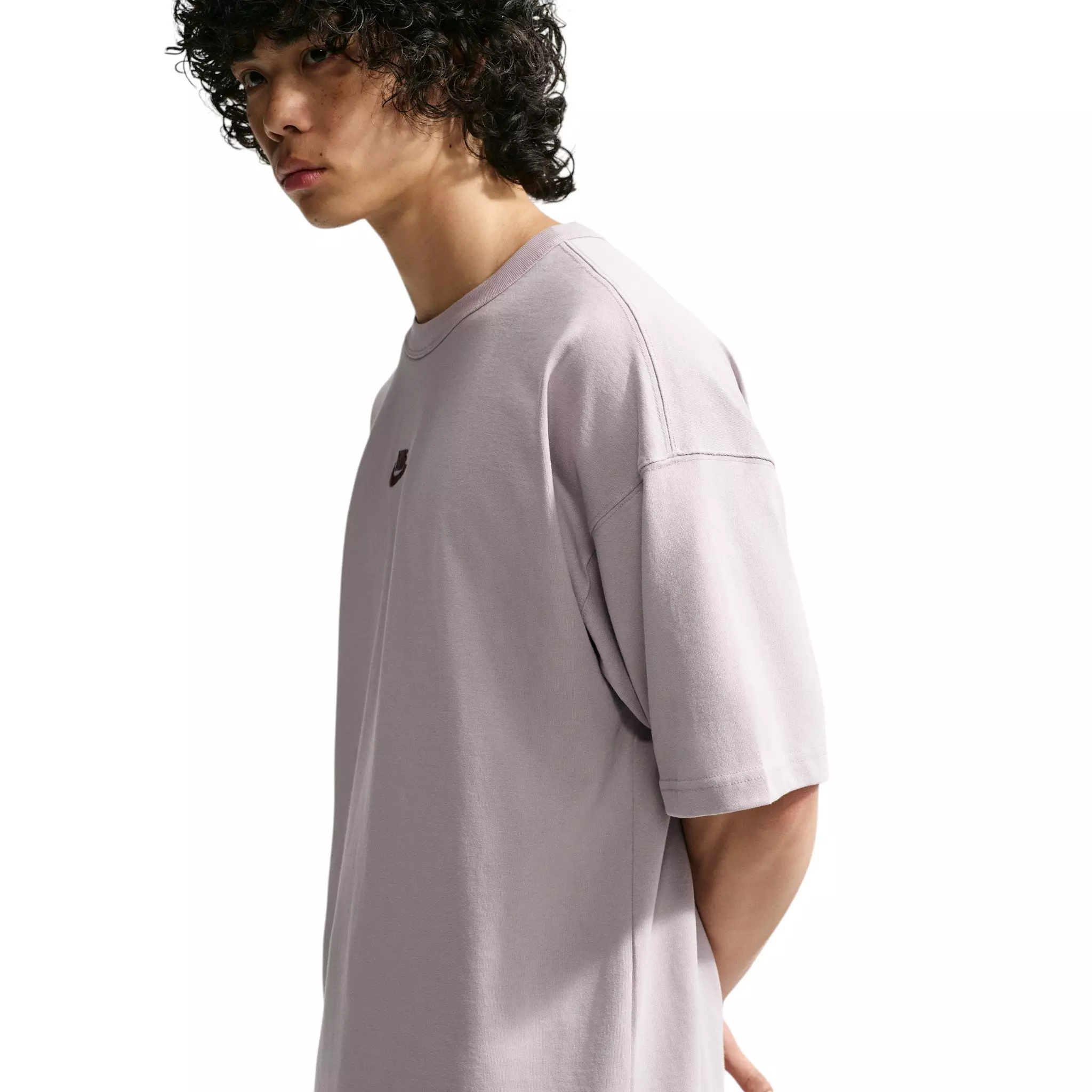 Nike Men's Sportswear Premium Essentials Embroidered Logo Oversized T-Shirt - PURPLE