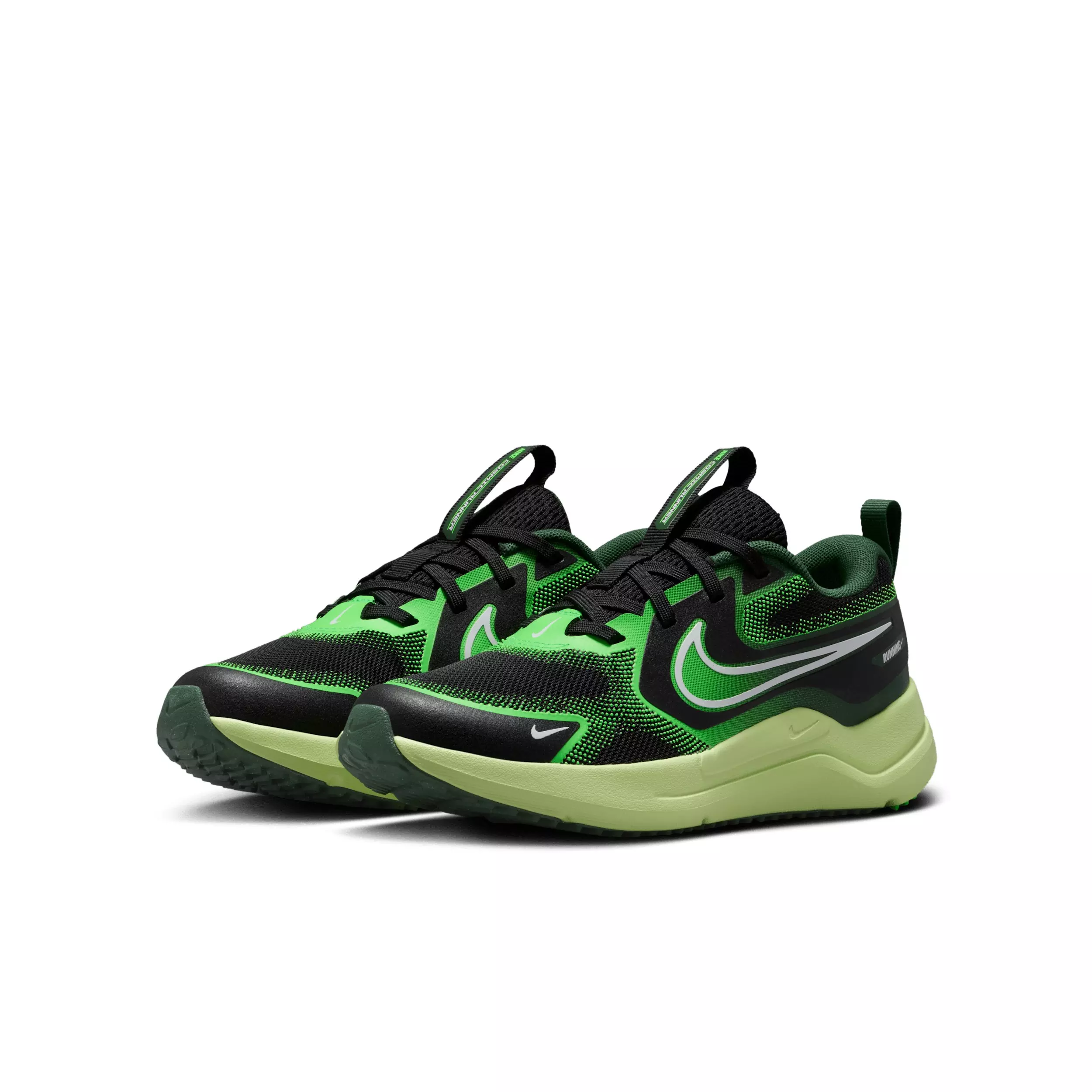 Nike Cosmic Runner "Black/Light Liquid Lime/Fir/White" Grade School Boys' Running Shoe - BLACK/LT LIME/FIR/WHITE