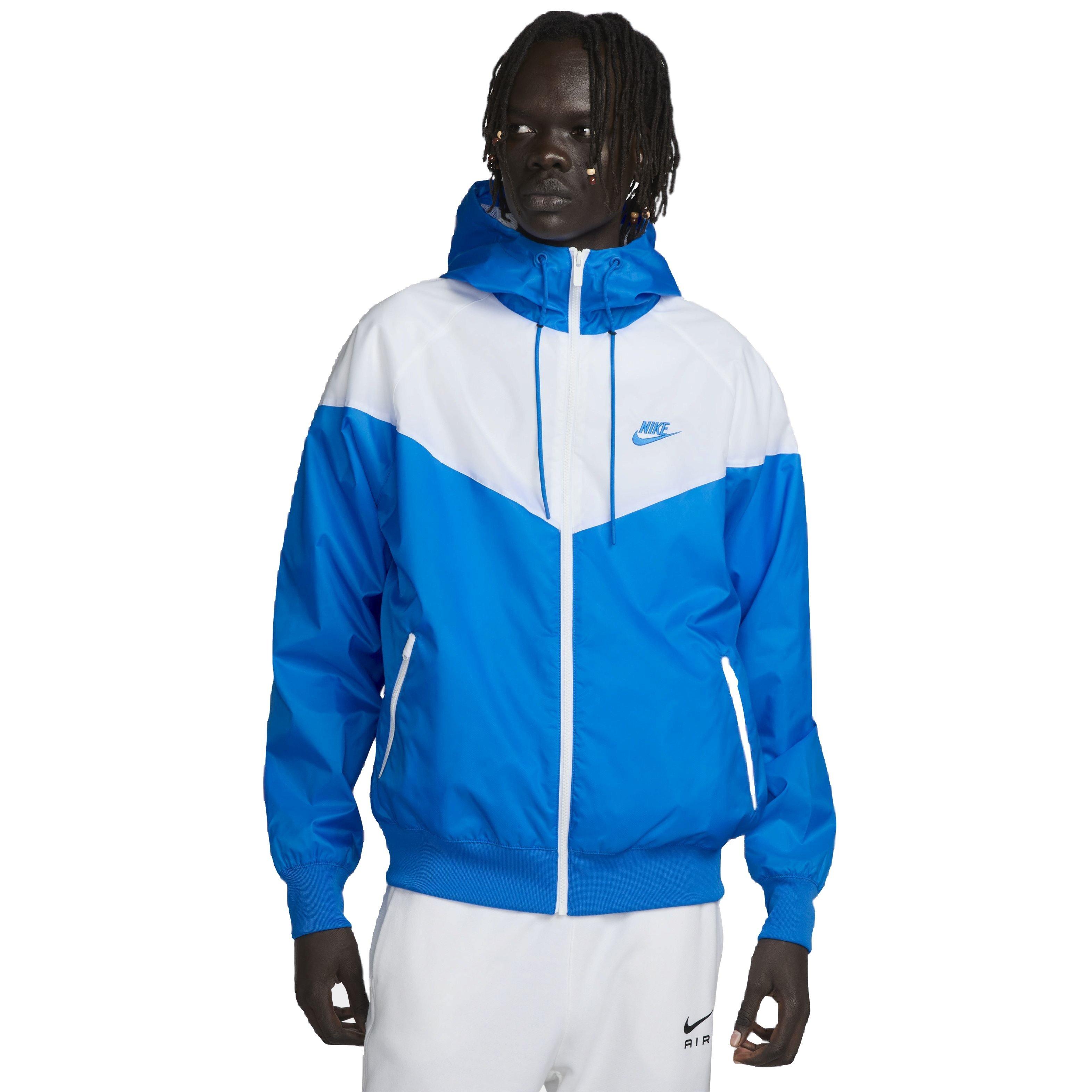 Nike Men's Woven Lined Windrunner Hooded Jacket - Blue/White