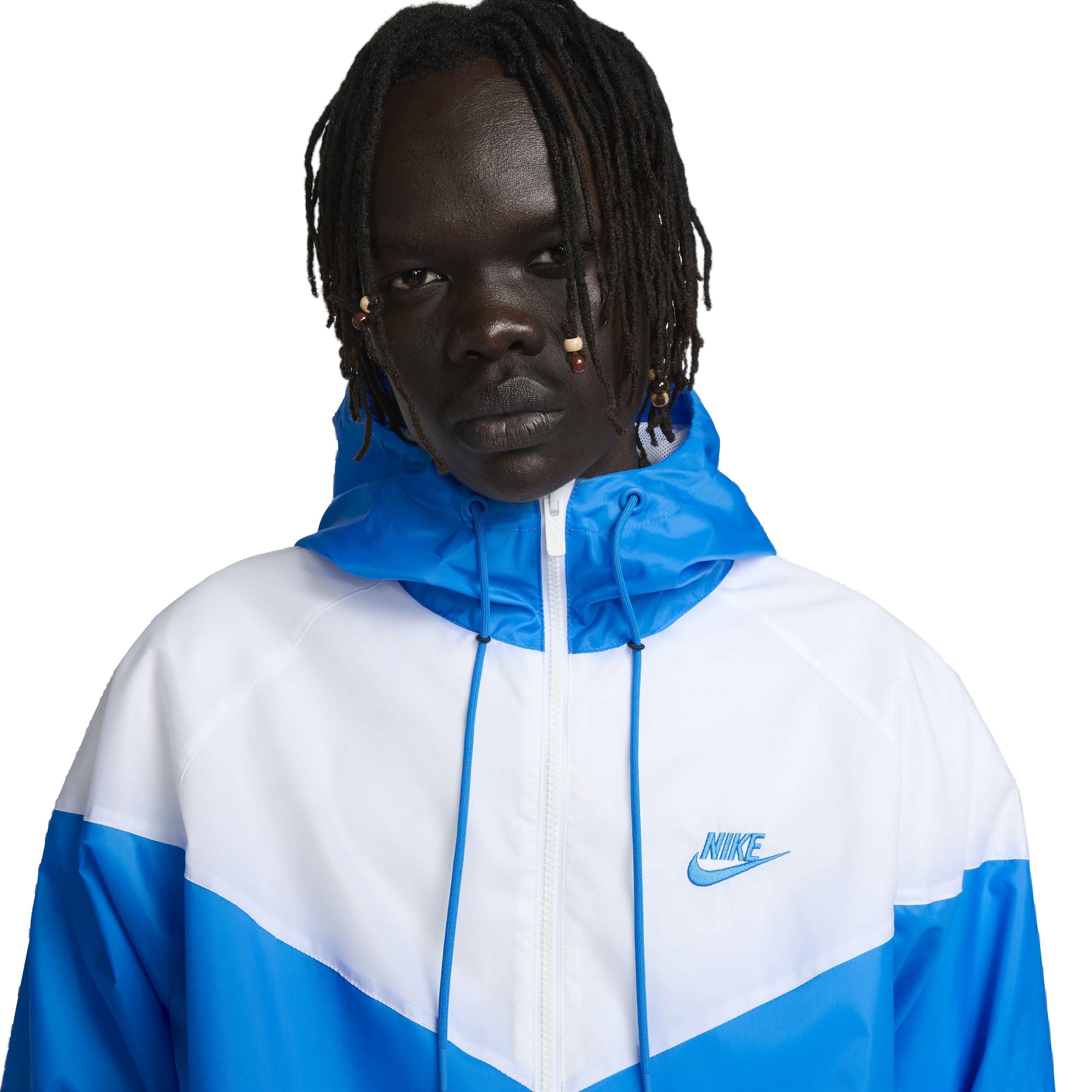 Nike Men's Woven Lined Windrunner Hooded Jacket - Blue/White
