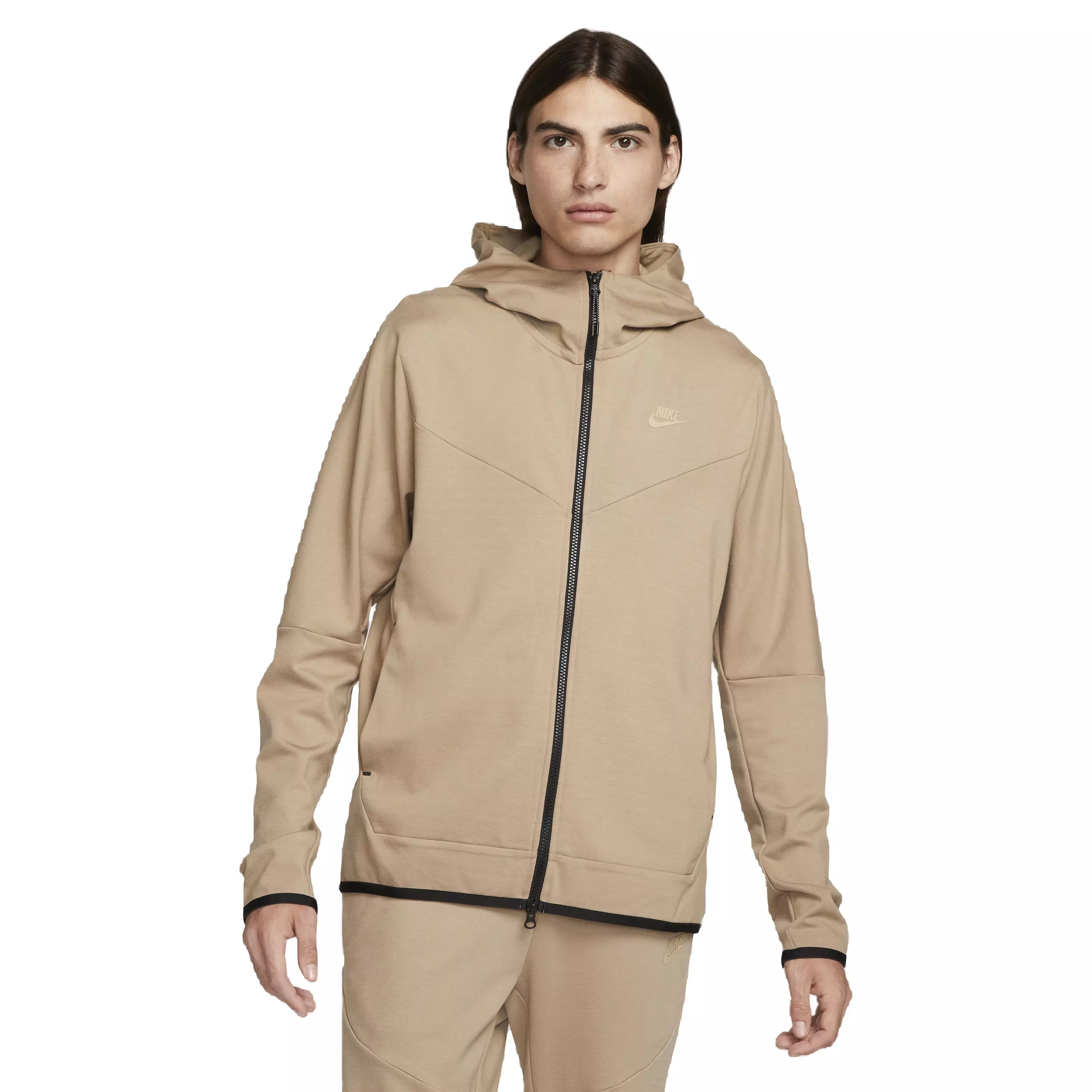 Nike Men's Tech Full-Zip Lightweight Hooded Jacket - Brown - BROWN