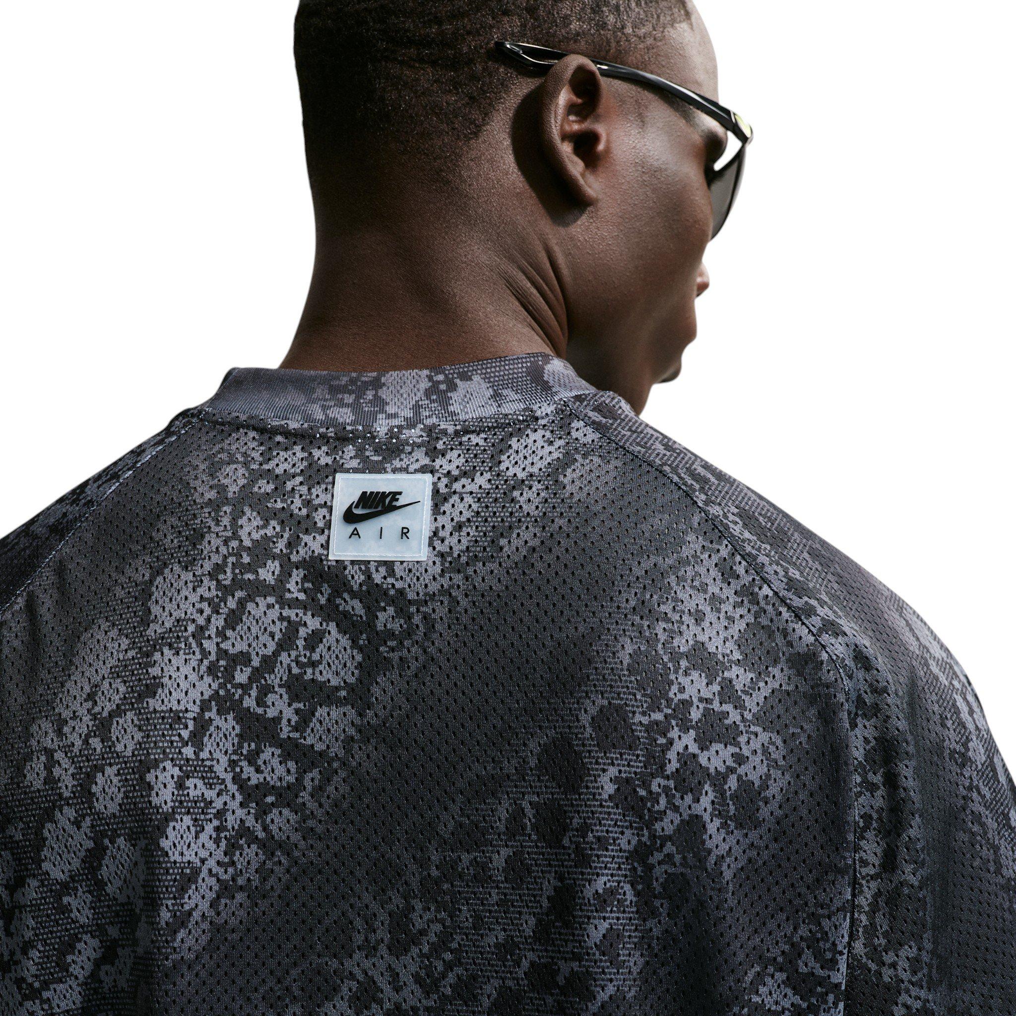 Nike Men's Air All-Over Print Mesh Jersey - Dark Smoke Grey/Black/Volt - DK GREY/BLACK/VOLT Thumbnail View 2