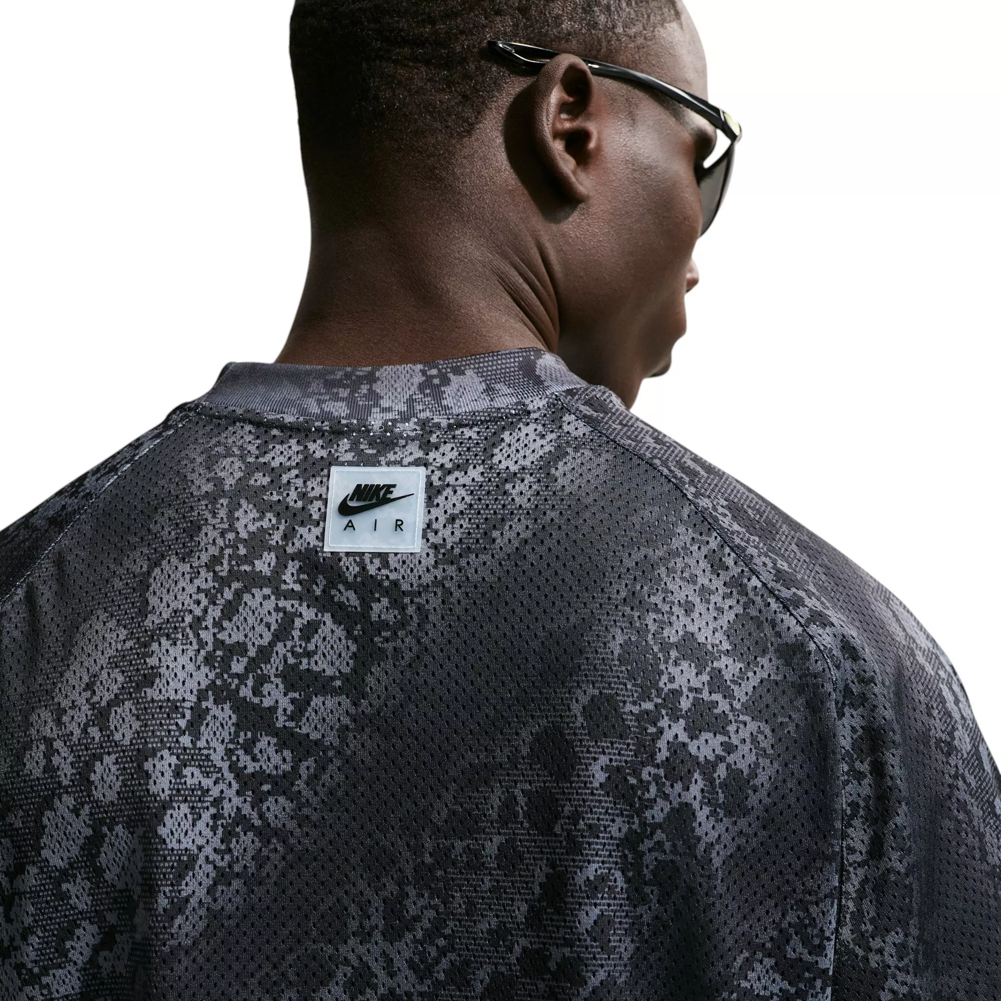 Nike Men's Air All-Over Print Mesh Jersey - Dark Smoke Grey/Black/Volt - DK GREY/BLACK/VOLT