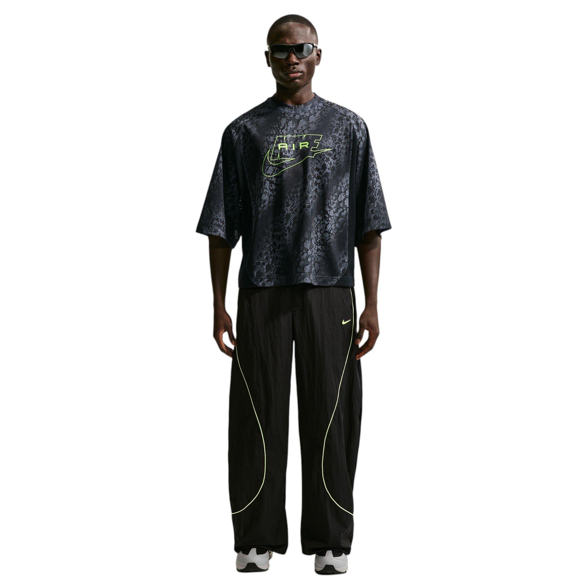 Nike Men's Air All-Over Print Mesh Jersey - Dark Smoke Grey/Black/Volt - DK GREY/BLACK/VOLT Thumbnail View 4