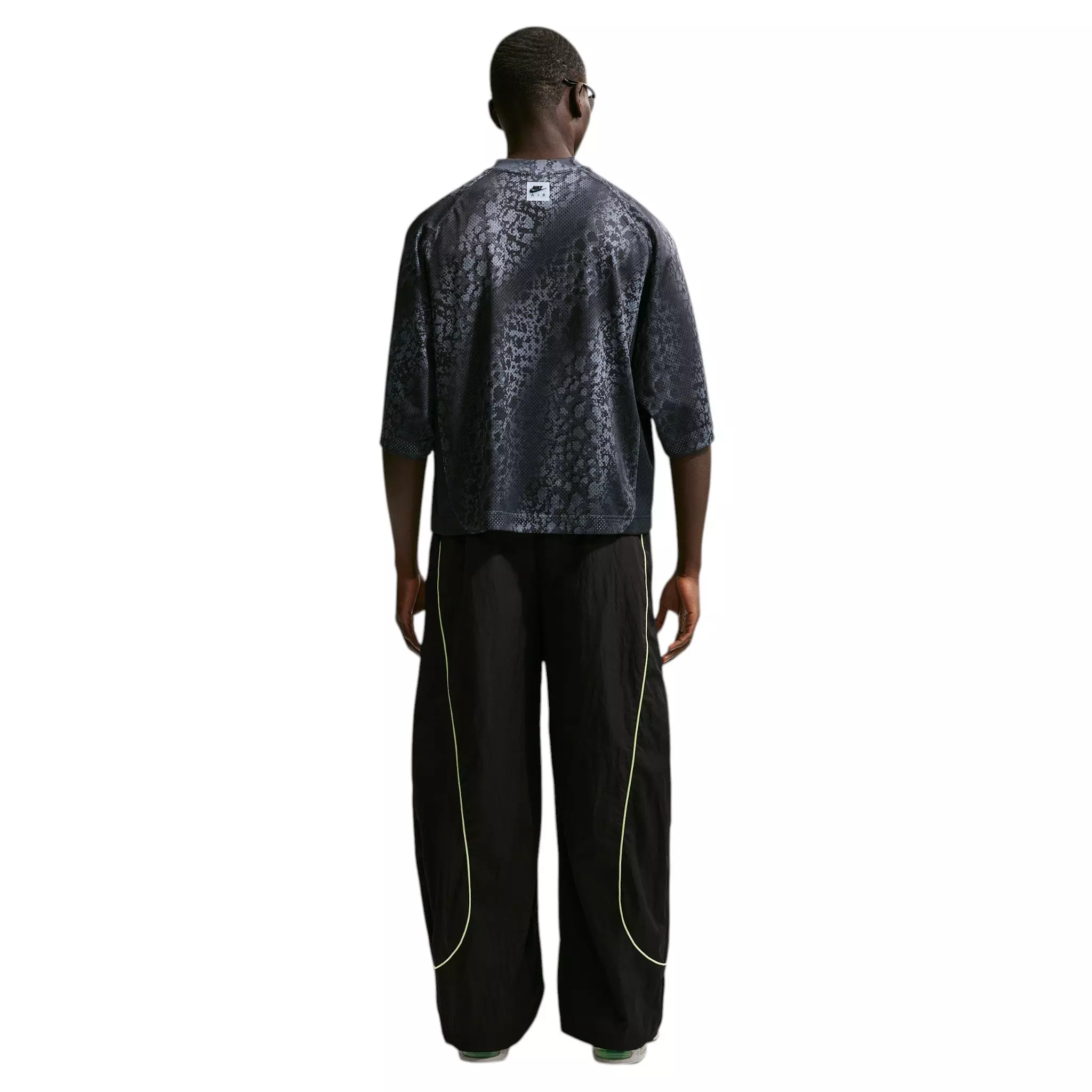 Nike Men's Air All-Over Print Mesh Jersey - Dark Smoke Grey/Black/Volt - DK GREY/BLACK/VOLT