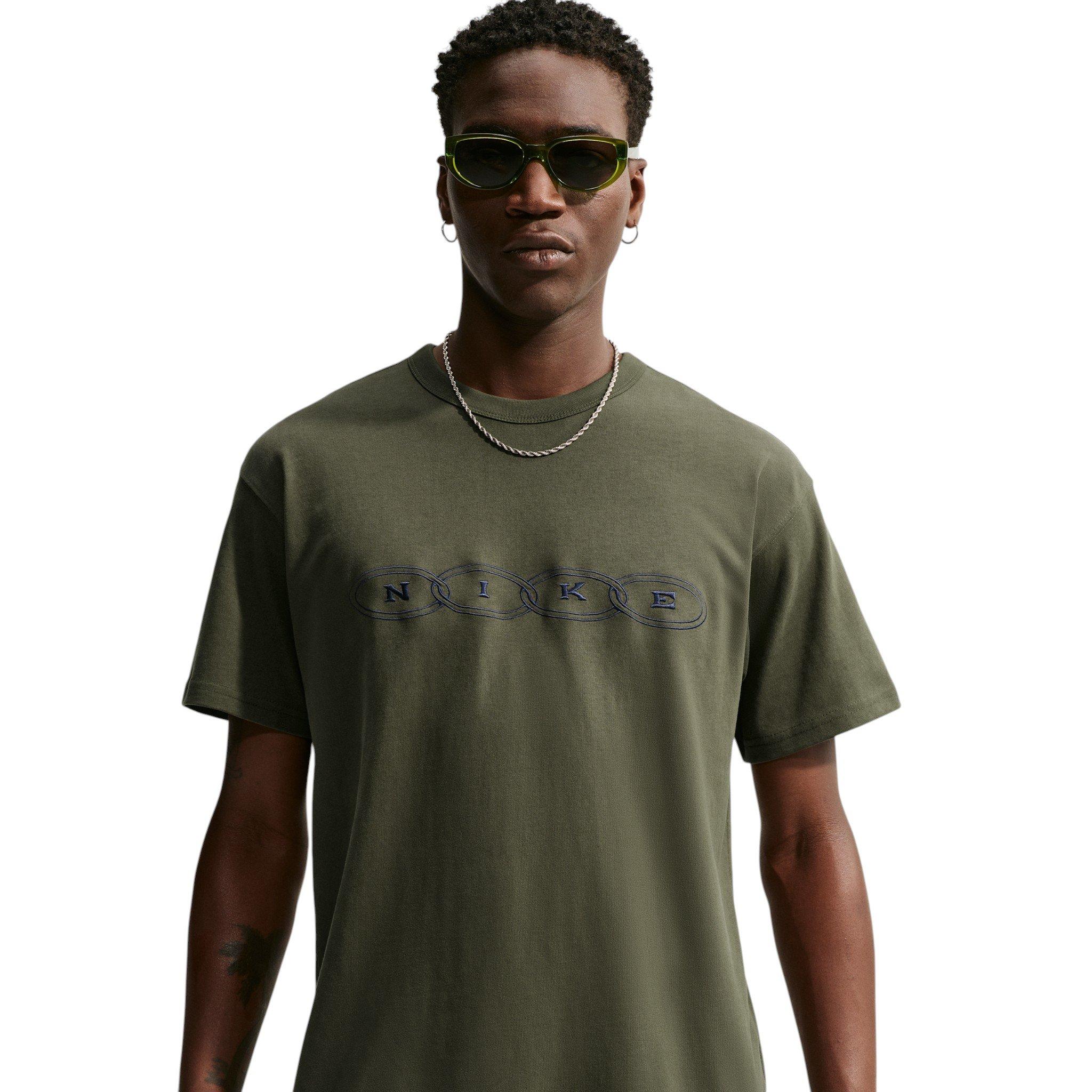 Nike Men's Sportswear Embroidered Premium Essentials T-Shirt - GREEN Thumbnail View 1