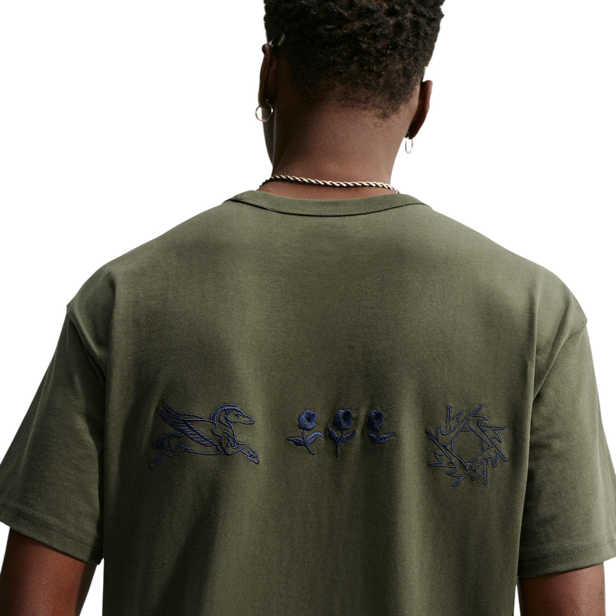 Nike Men's Sportswear Embroidered Premium Essentials T-Shirt - GREEN Thumbnail View 2