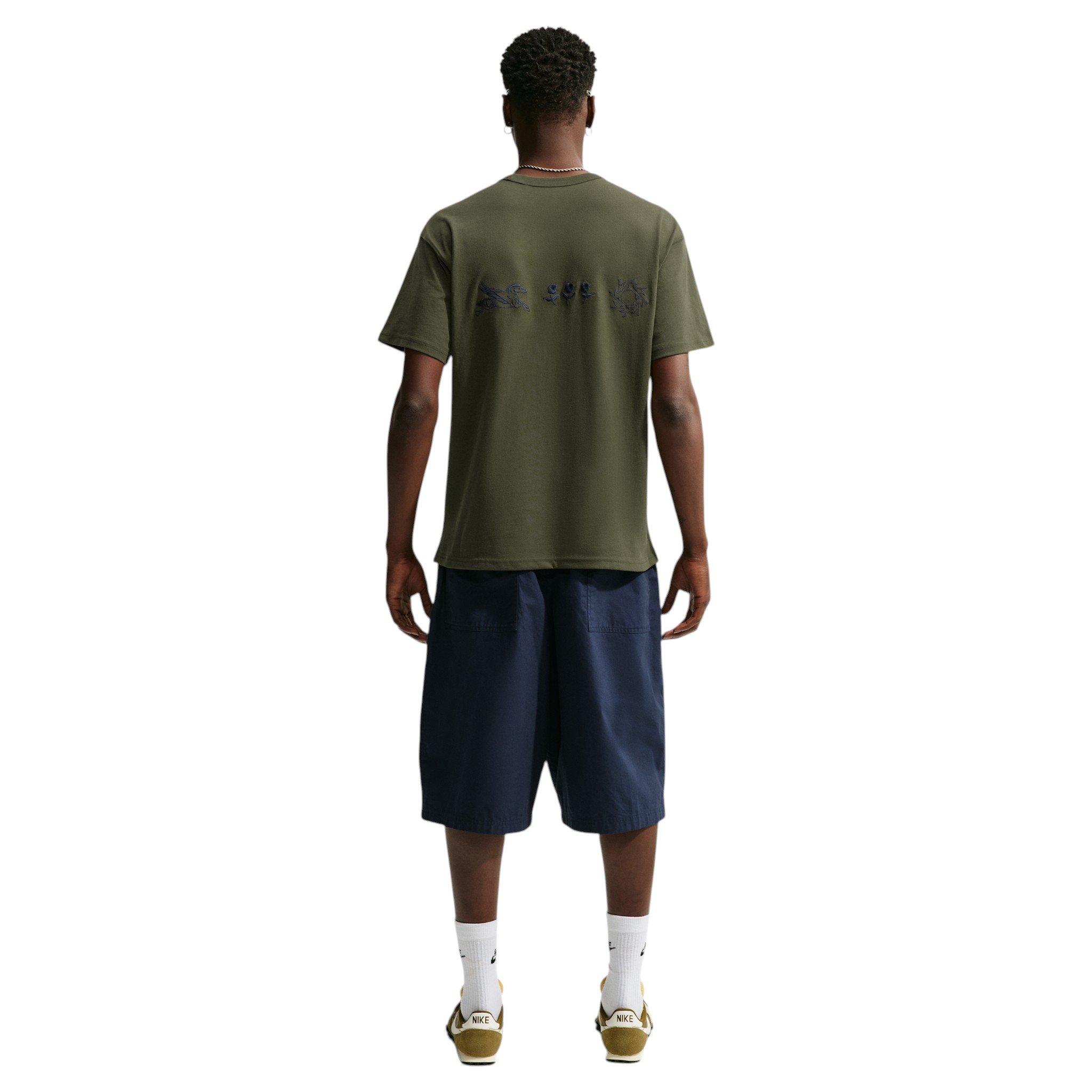 Nike Men's Sportswear Embroidered Premium Essentials T-Shirt - GREEN Thumbnail View 5