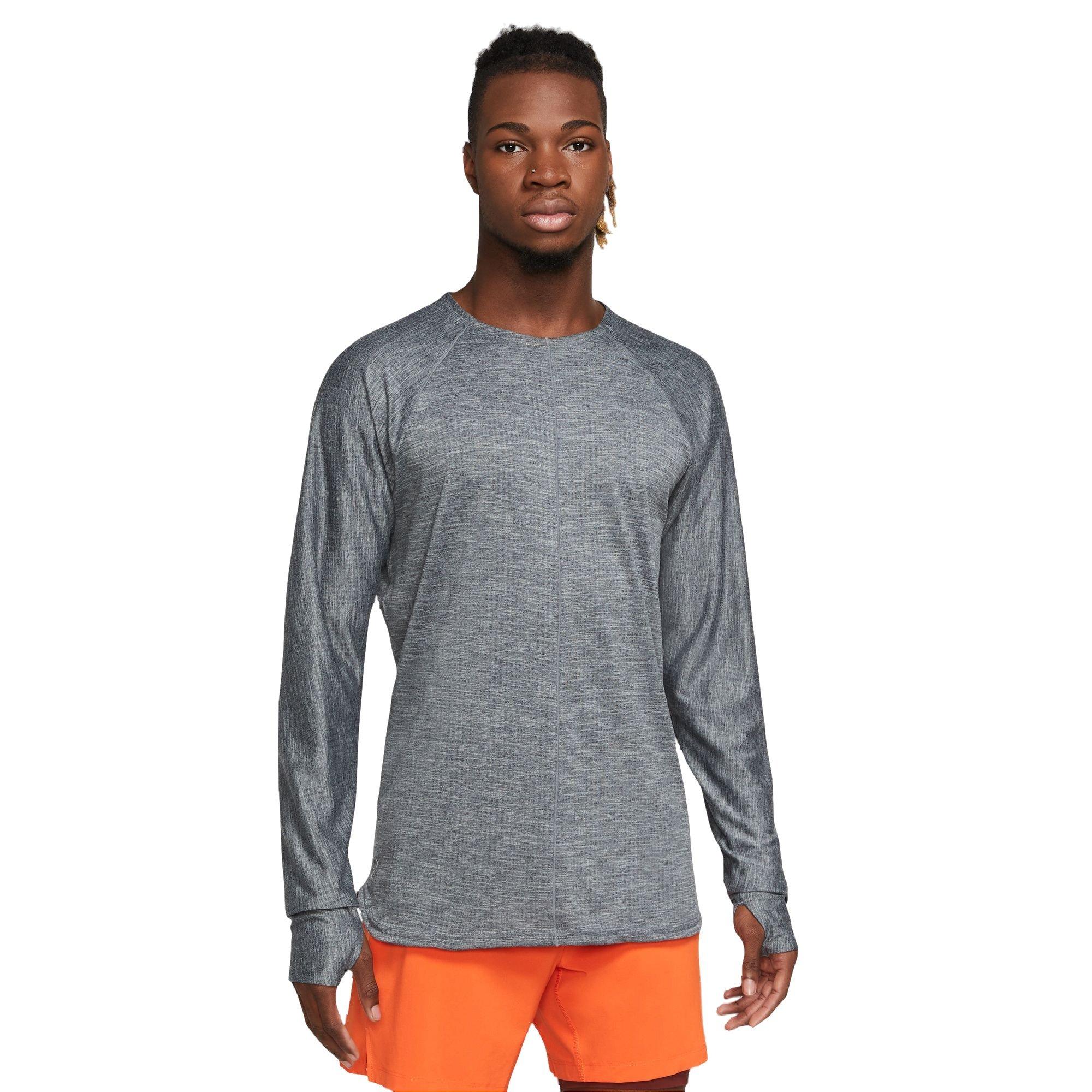 Nike Men's Dri-FIT Statement Jersey Crew Yoga Top - GREY Thumbnail View 1