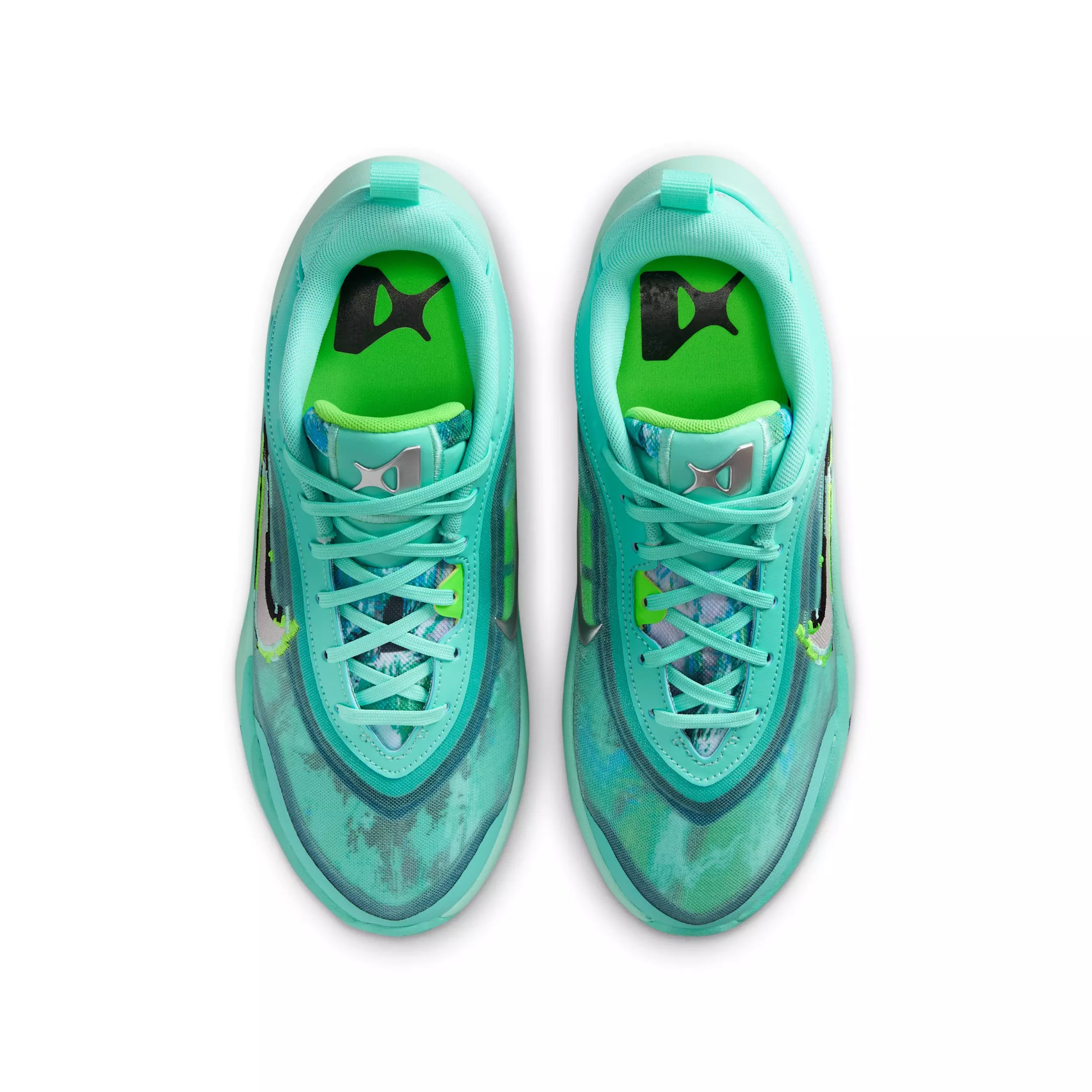 Nike A'One "Bleached Turquoise/Washed Teal/Geode Teal/Silver" Grade School Boys' Basketball Shoe - TURQUOISE/TEAL/TEAL/SILVER