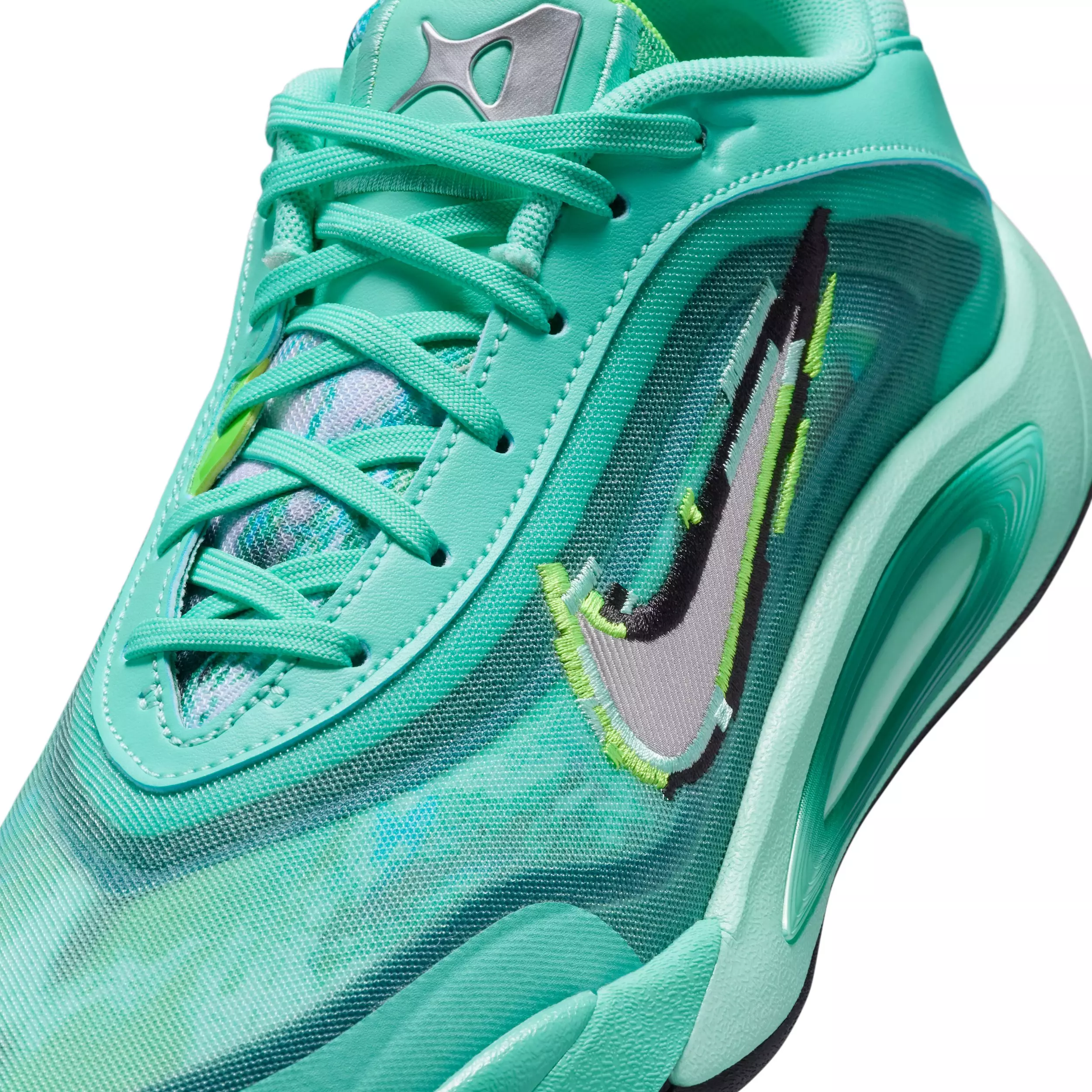 Nike A'One "Bleached Turquoise/Washed Teal/Geode Teal/Silver" Grade School Boys' Basketball Shoe - TURQUOISE/TEAL/TEAL/SILVER