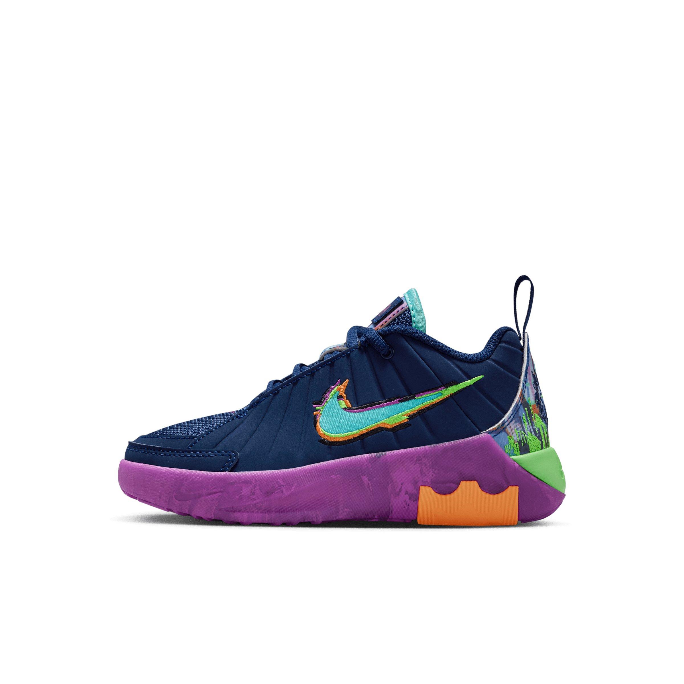 Nike LeBron Witness 9 Preschool Boys' "Blue Void/Purple/Green Strike/Turquoise" Basketball Shoe