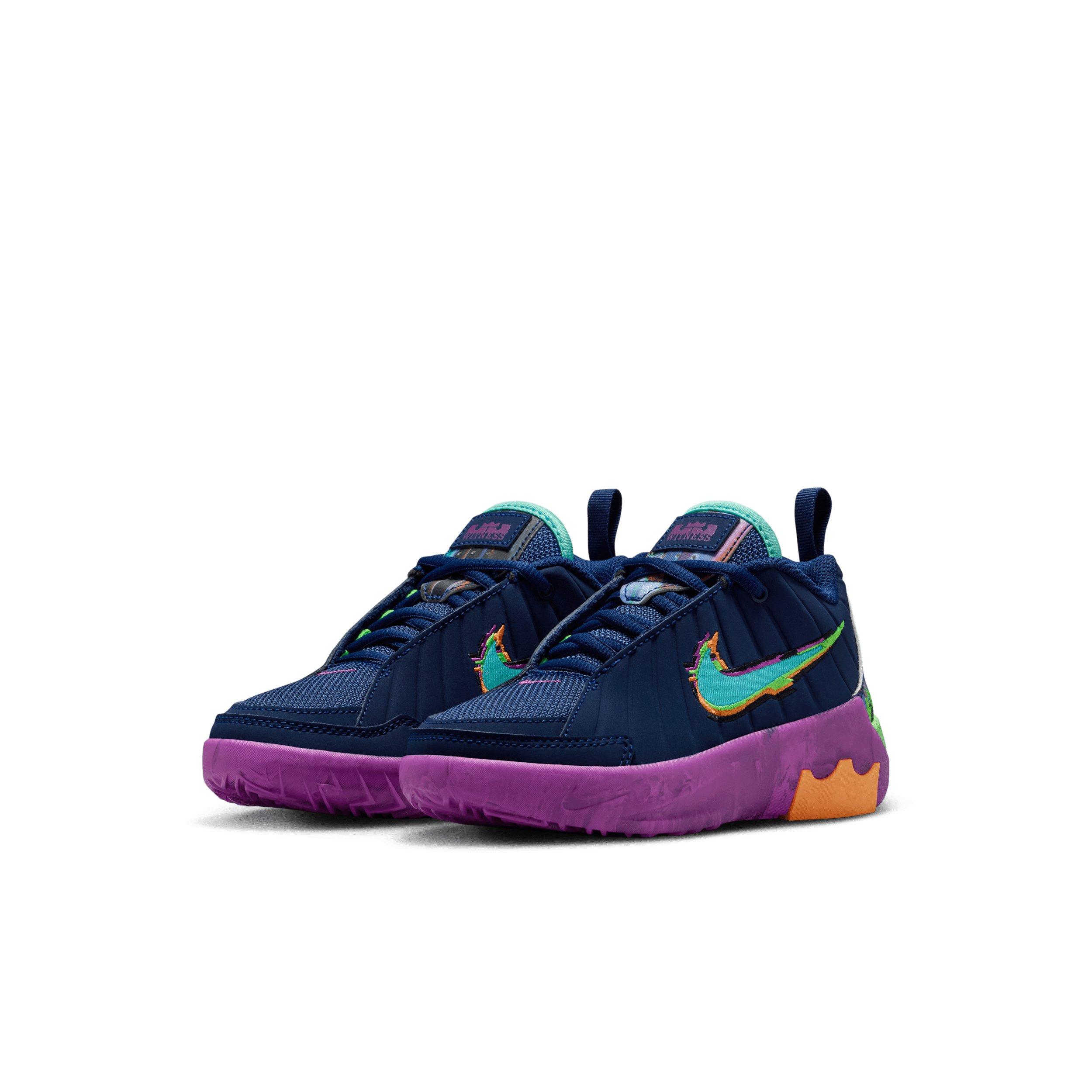 Nike LeBron Witness 9 Preschool Boys' "Blue Void/Purple/Green Strike/Turquoise" Basketball Shoe