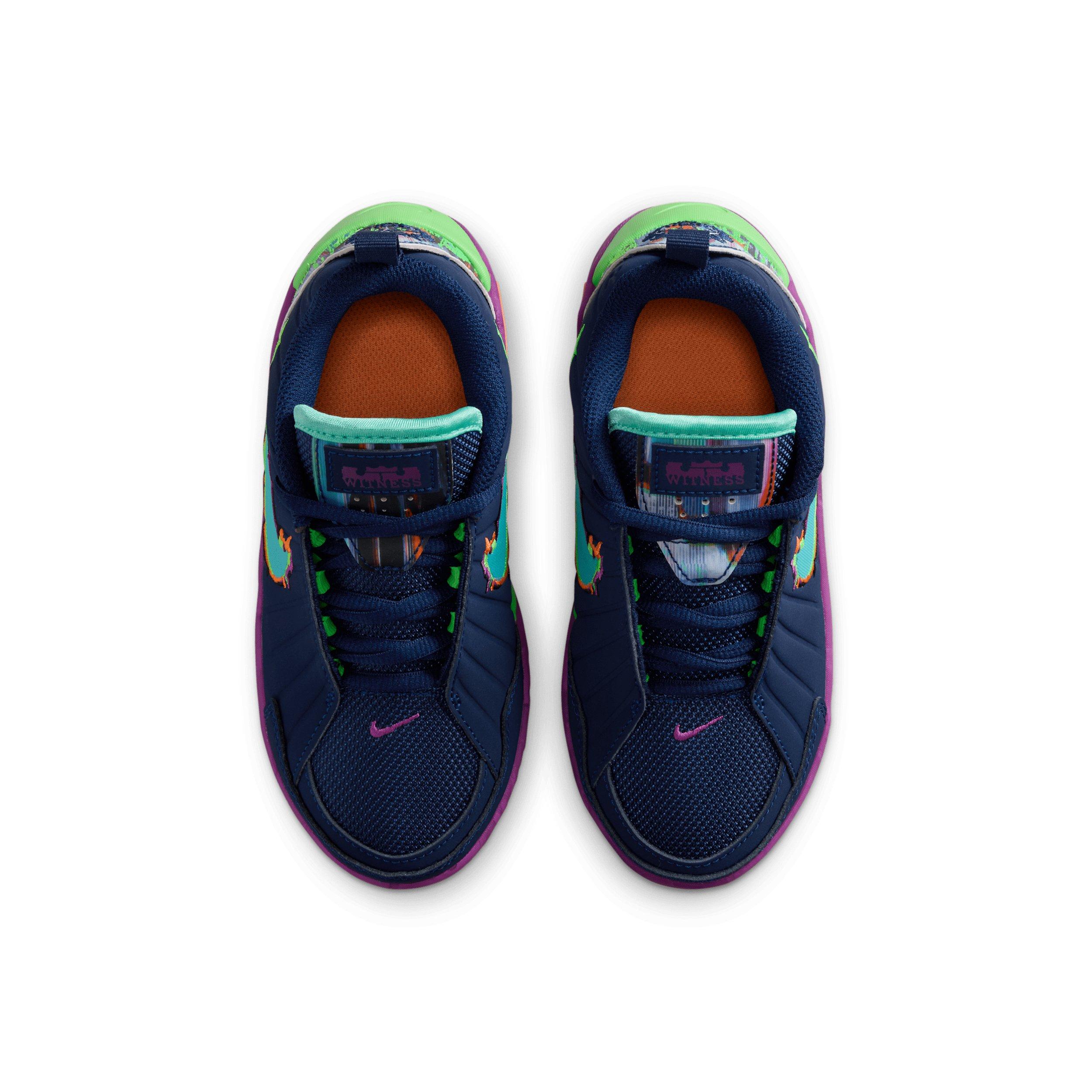 Nike LeBron Witness 9 Preschool Boys' "Blue Void/Purple/Green Strike/Turquoise" Basketball Shoe