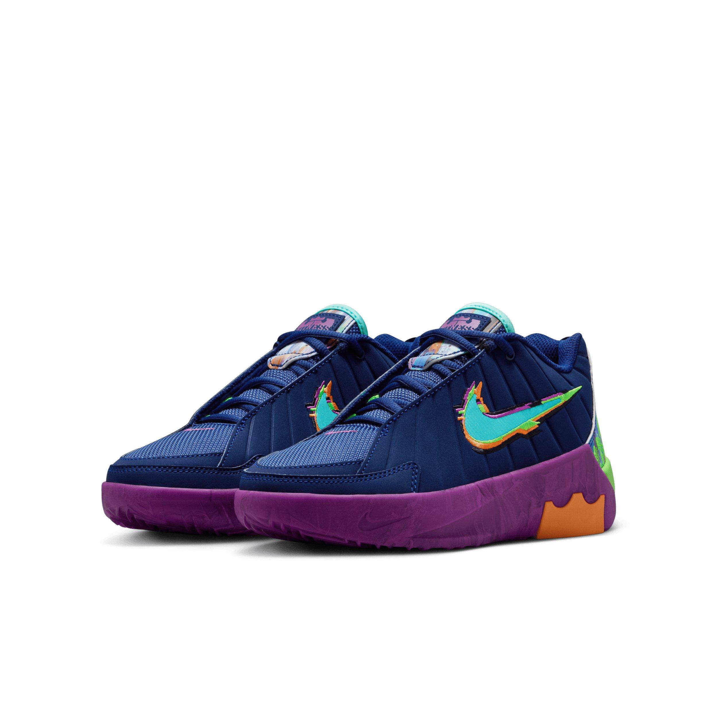 Nike LeBron Witness 9 Grade School Boys' "Blue Void/Purple/Green Strike/Turquoise" Basketball Shoe