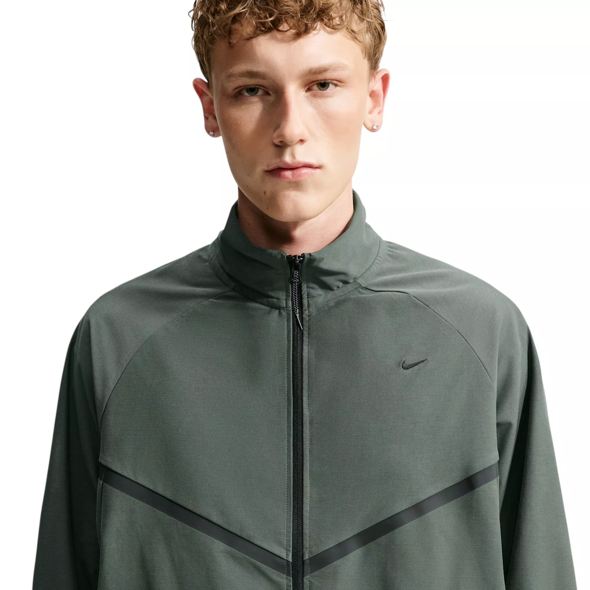 Nike Men's Sportswear Tech Dri-FIT Shori Knit Track Jacket - Camo Green/Black - GREEN/BLACK