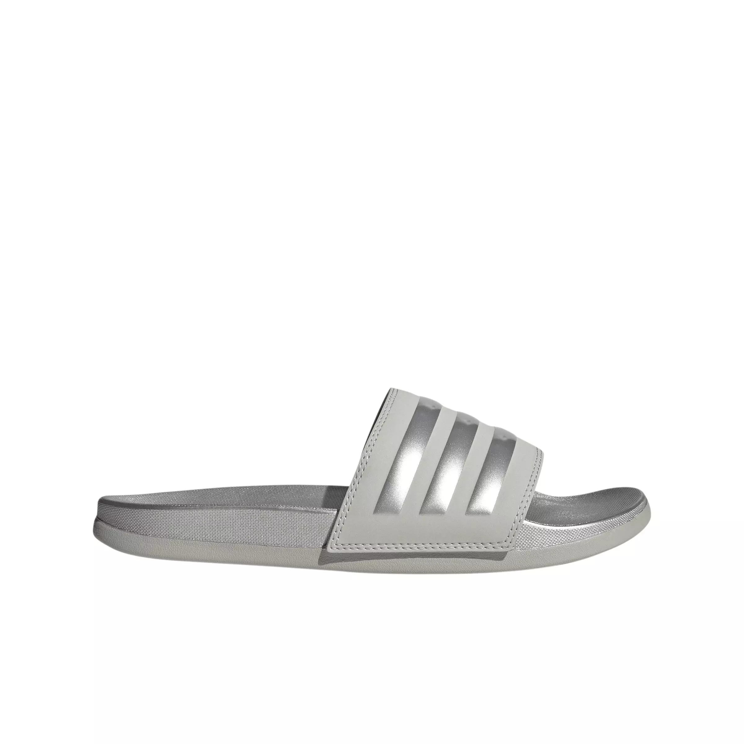 adidas Adilette Comfort "Grey Two/Silver Metallic/Grey Two" Women's Slide - GREY/SILVER/GREY