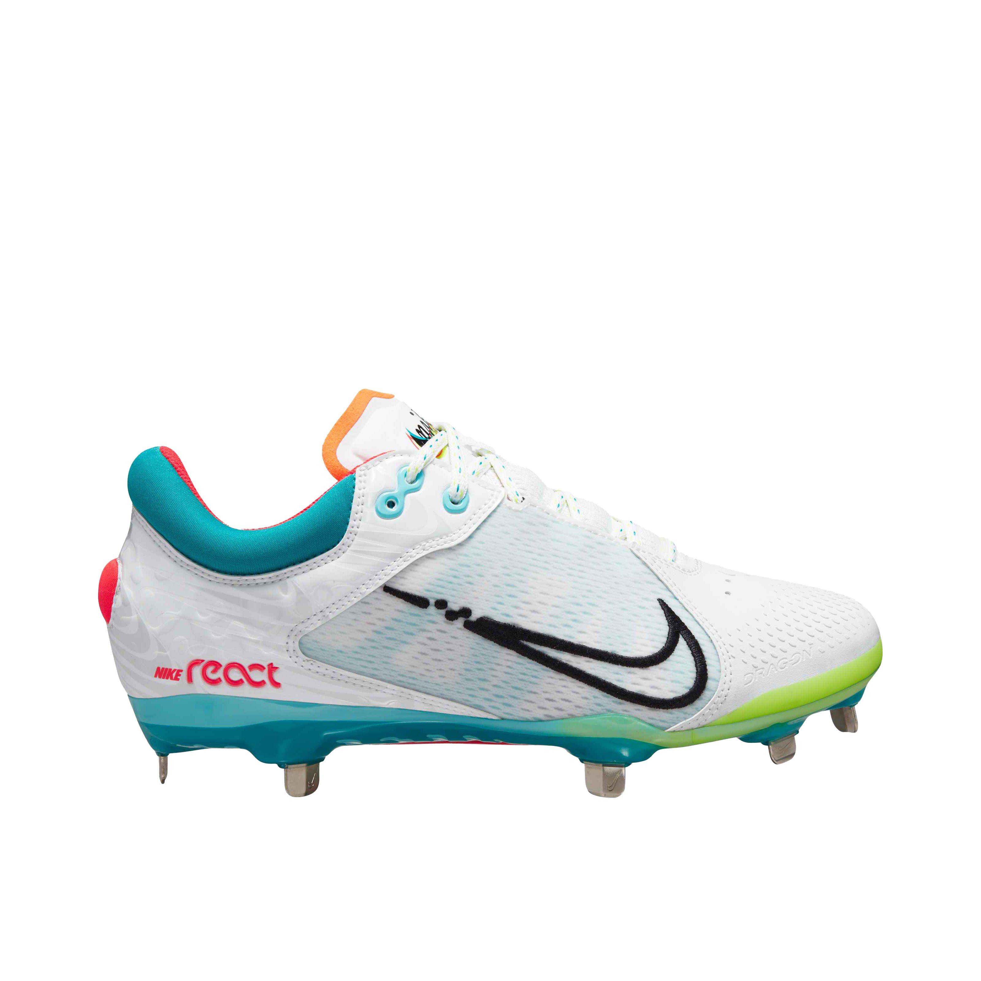 Nike Hyperdiamond 4 Elite "White/Black/Turbo Green/Aurora Green" Women's Softball Cleat - WHITE Thumbnail View 1