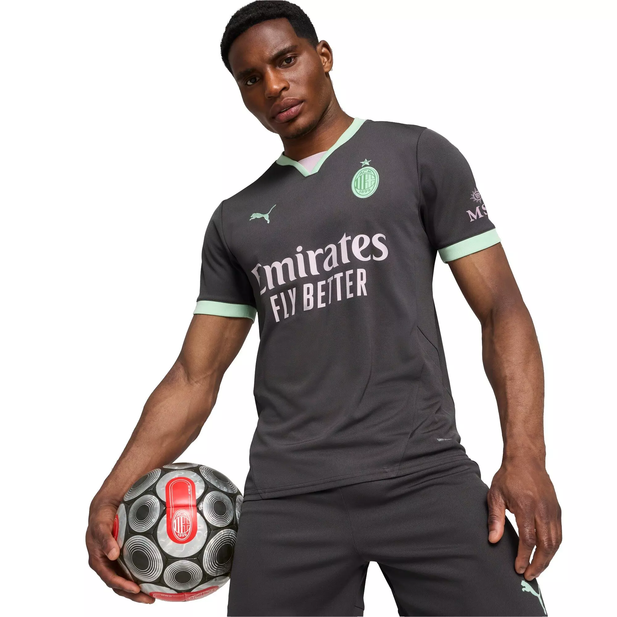 PUMA Men's AC Milan 24/25 Replica Third Soccer Jersey -Grey/Mint - GREY/MINT