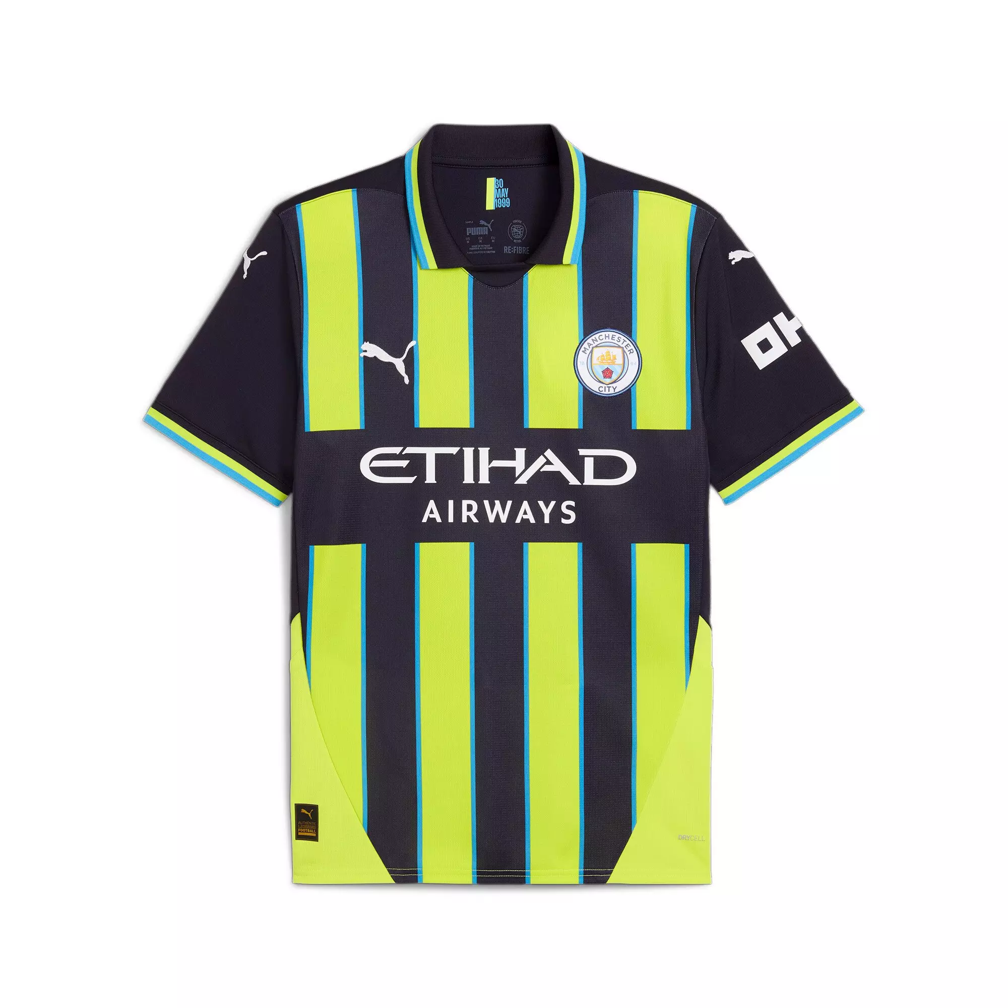 PUMA Men's Manchester City 24/25 Replica Away Soccer Jersey -Navy/Yellow - NAVY/YELLOW