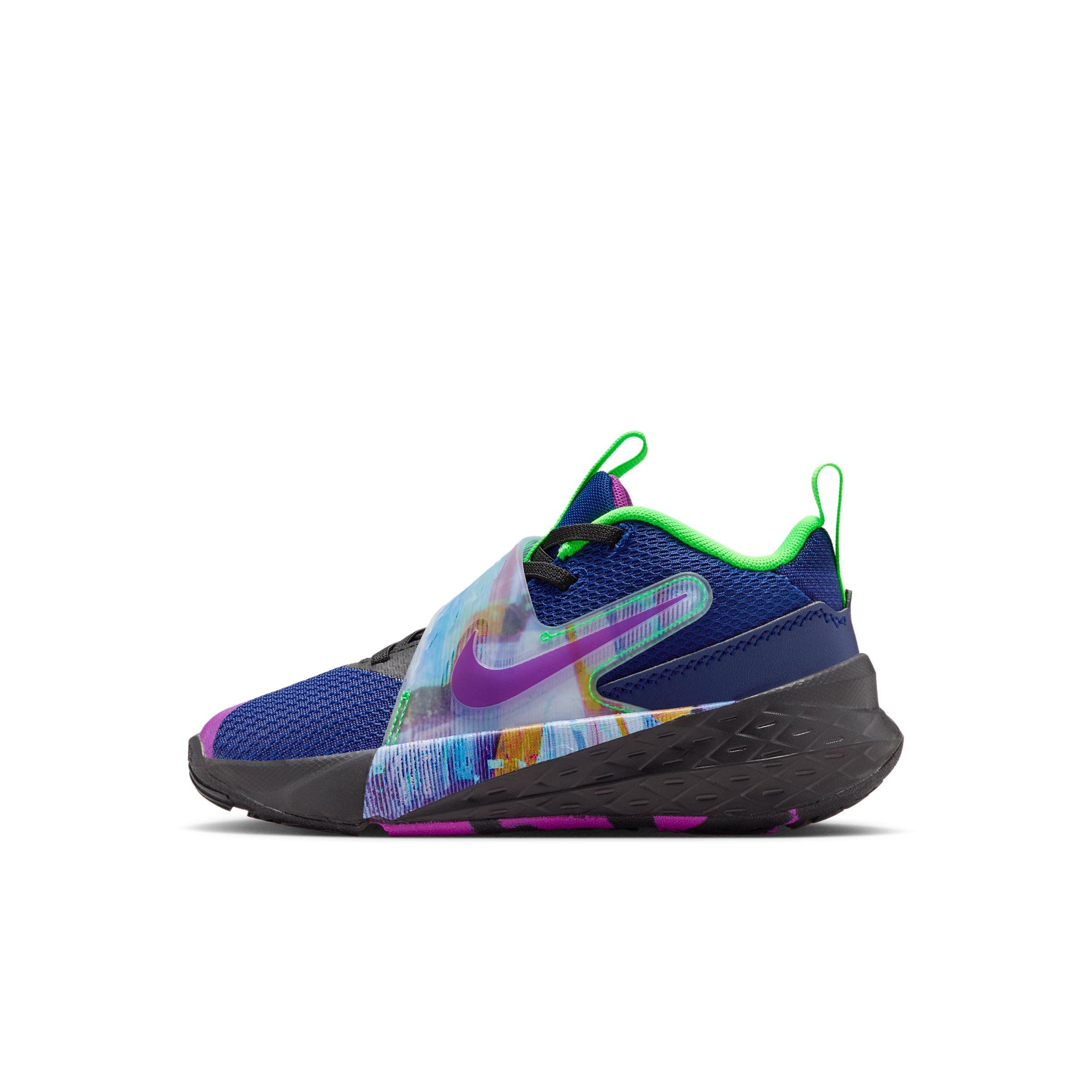 Nike Team Hustle D 12 SE Preschool Boys' "Blue Void/Black/Green Strike/Vivid Purple" Basketball Shoe