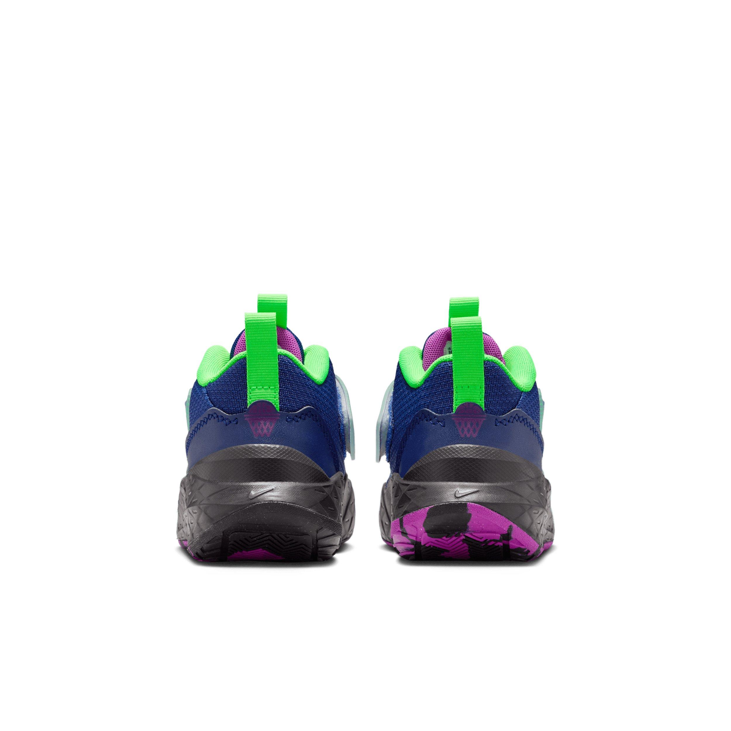 Nike Team Hustle D 12 SE Preschool Boys' "Blue Void/Black/Green Strike/Vivid Purple" Basketball Shoe