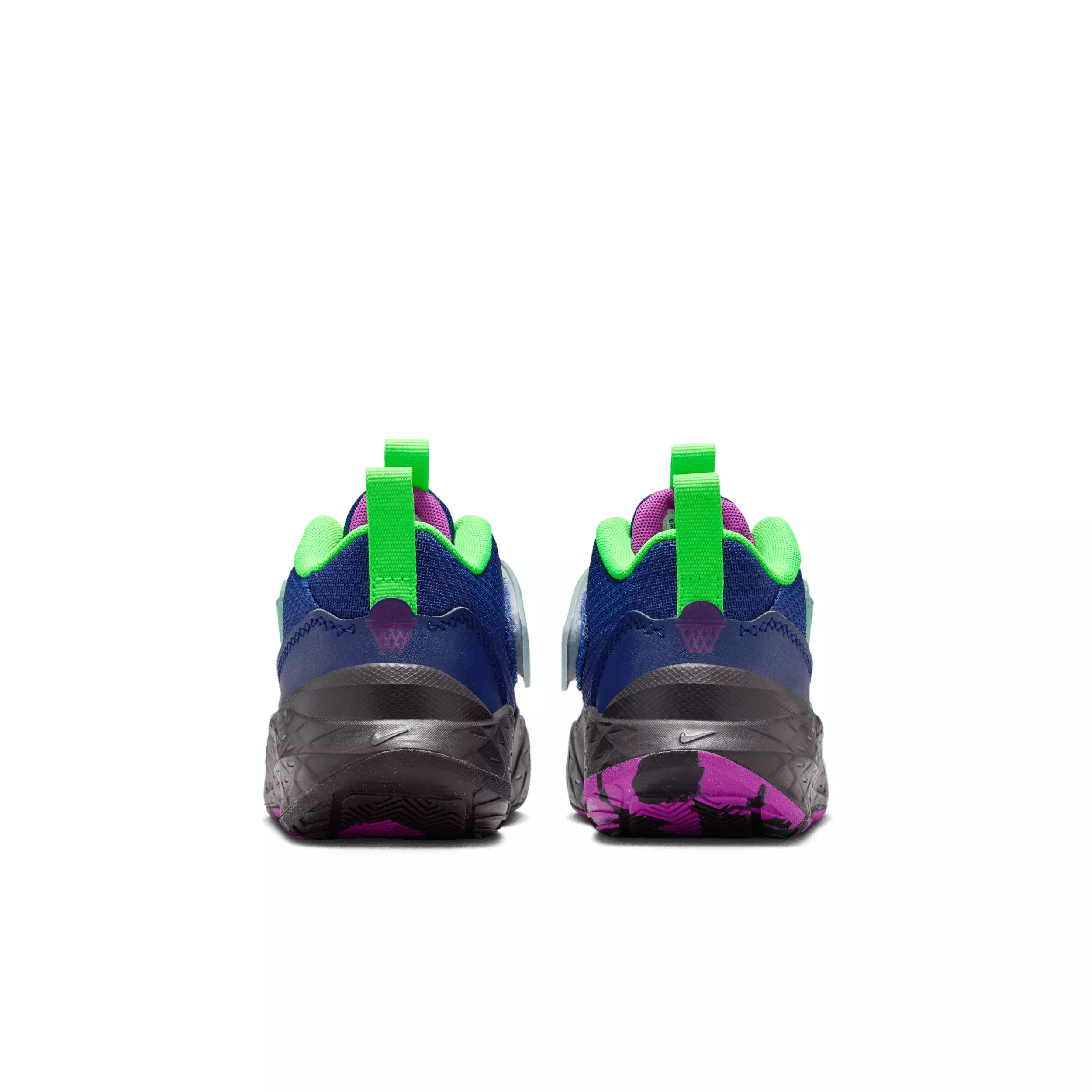 Nike Team Hustle D 12 SE "Blue Void/Black/Green Strike/Vivid Purple" Preschool Boys' Basketball Shoe - BLUE/BLACK/GREEN/PURPLE