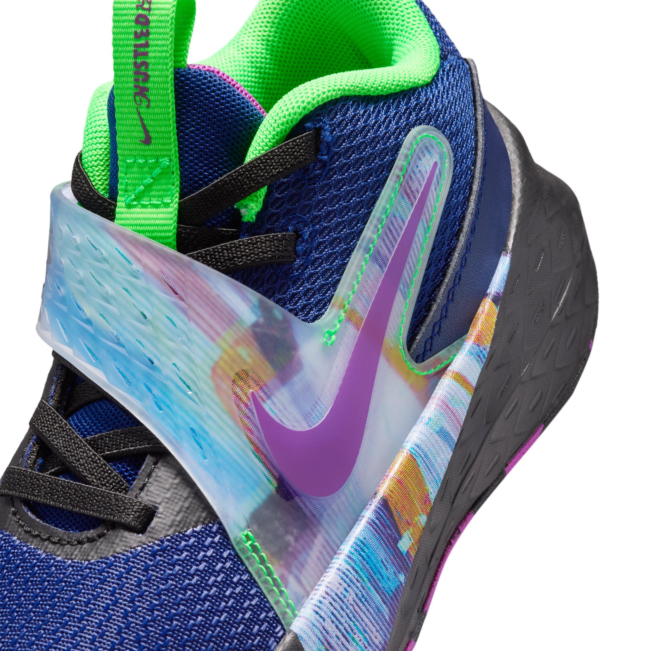 Nike Team Hustle D 12 SE Preschool Boys' "Blue Void/Black/Green Strike/Vivid Purple" Basketball Shoe