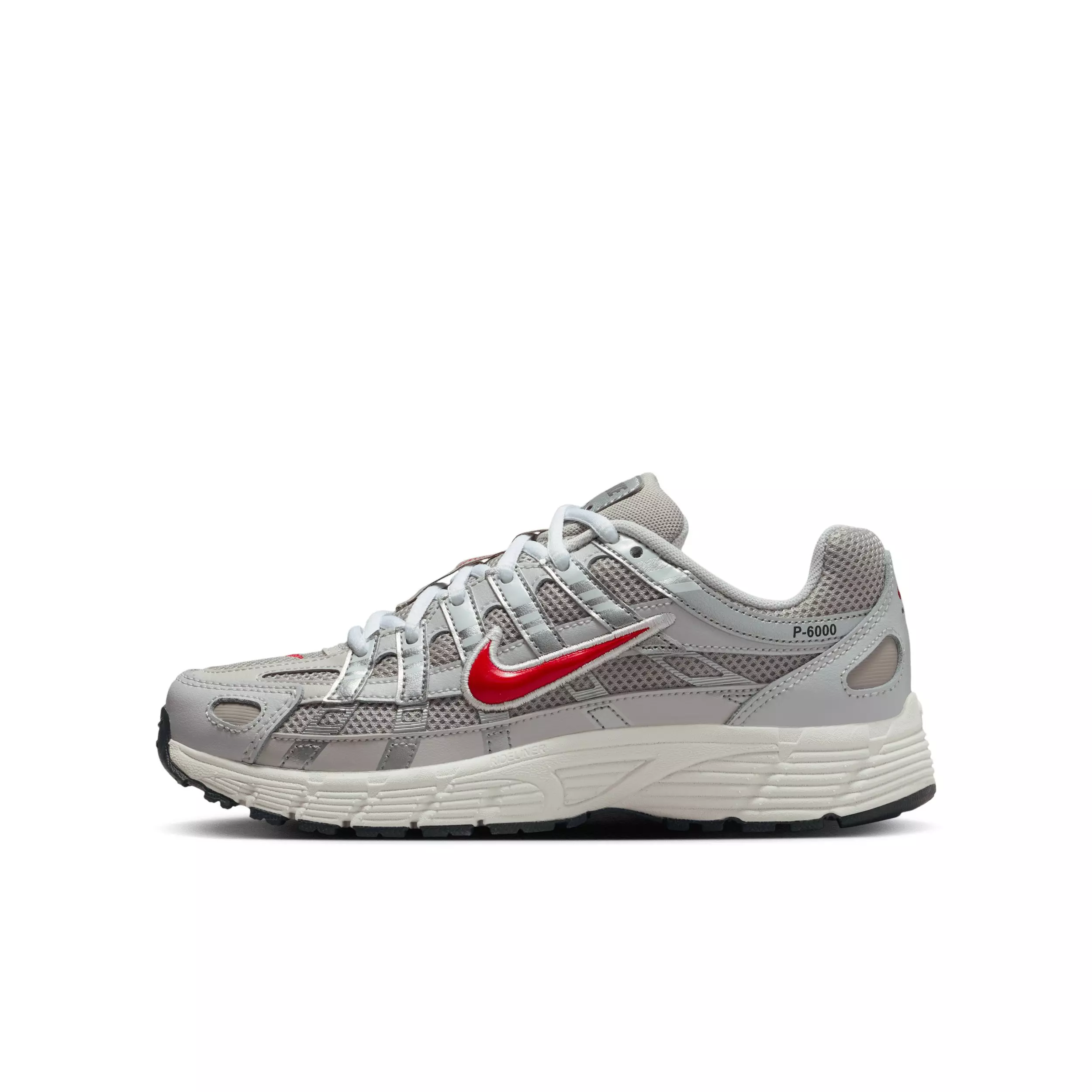 Nike P-6000 "College Grey/Vast Grey/Phantom/Fire Red" Grade School Boys' Shoe - GREY/GREY/PHANTOM/RED