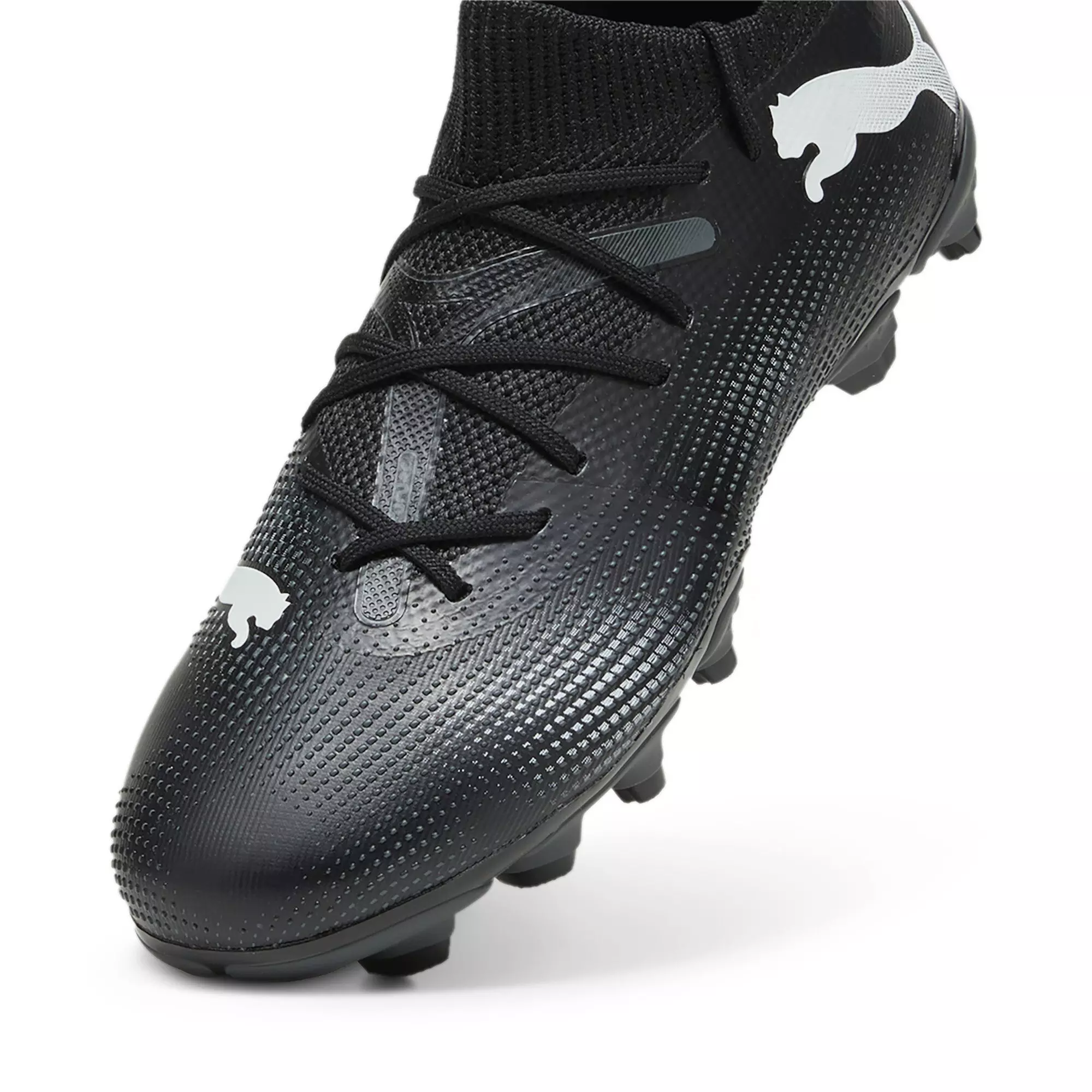 PUMA Future 7 Match FG/AG "PUMA Black/PUMA White" Preschool Kids' Soccer Cleat - BLACK/WHITE