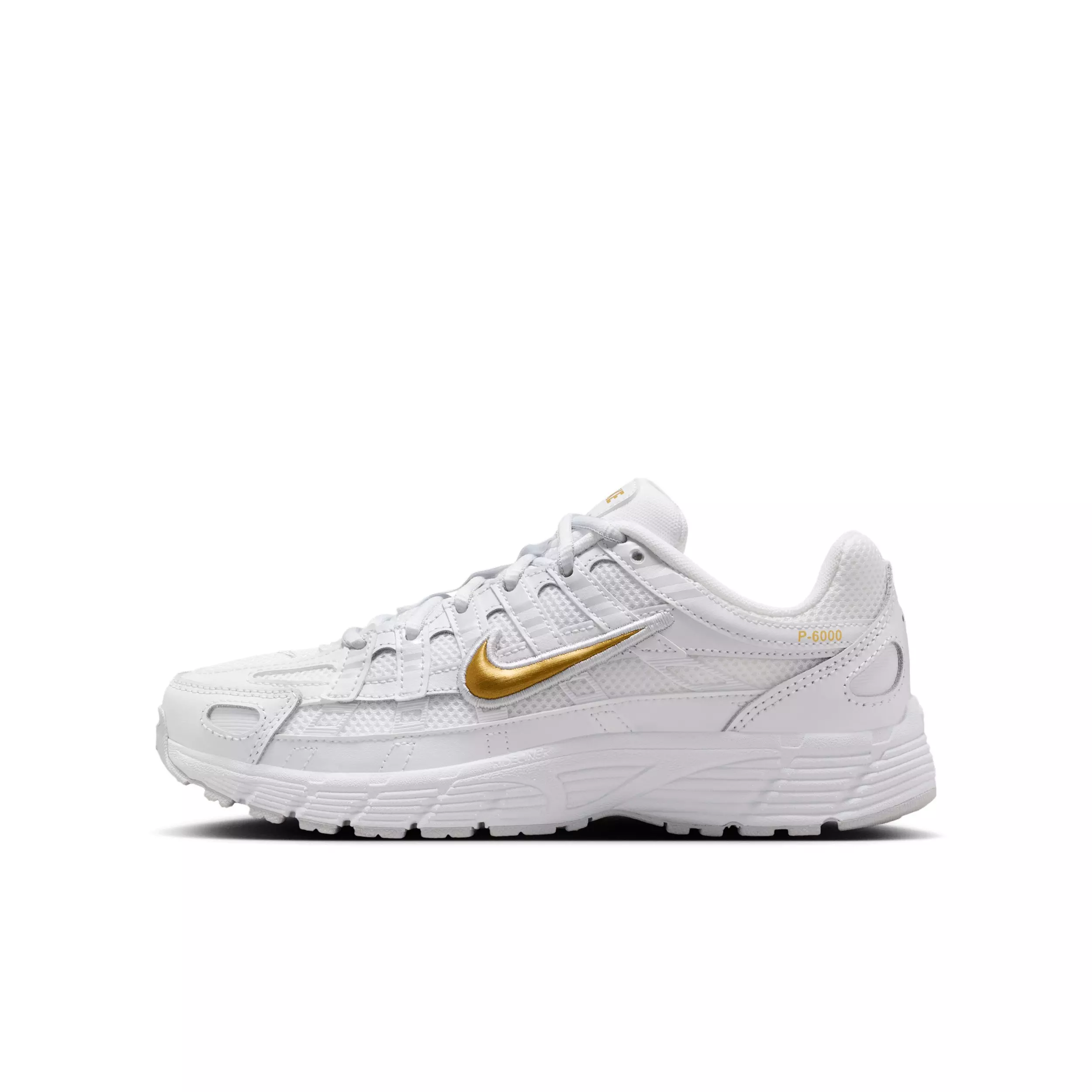 Nike P-6000 "White/Pure Platinum/Metallic Gold" Grade School Girls' Shoe - WHITE/PLATINUM/GOLD