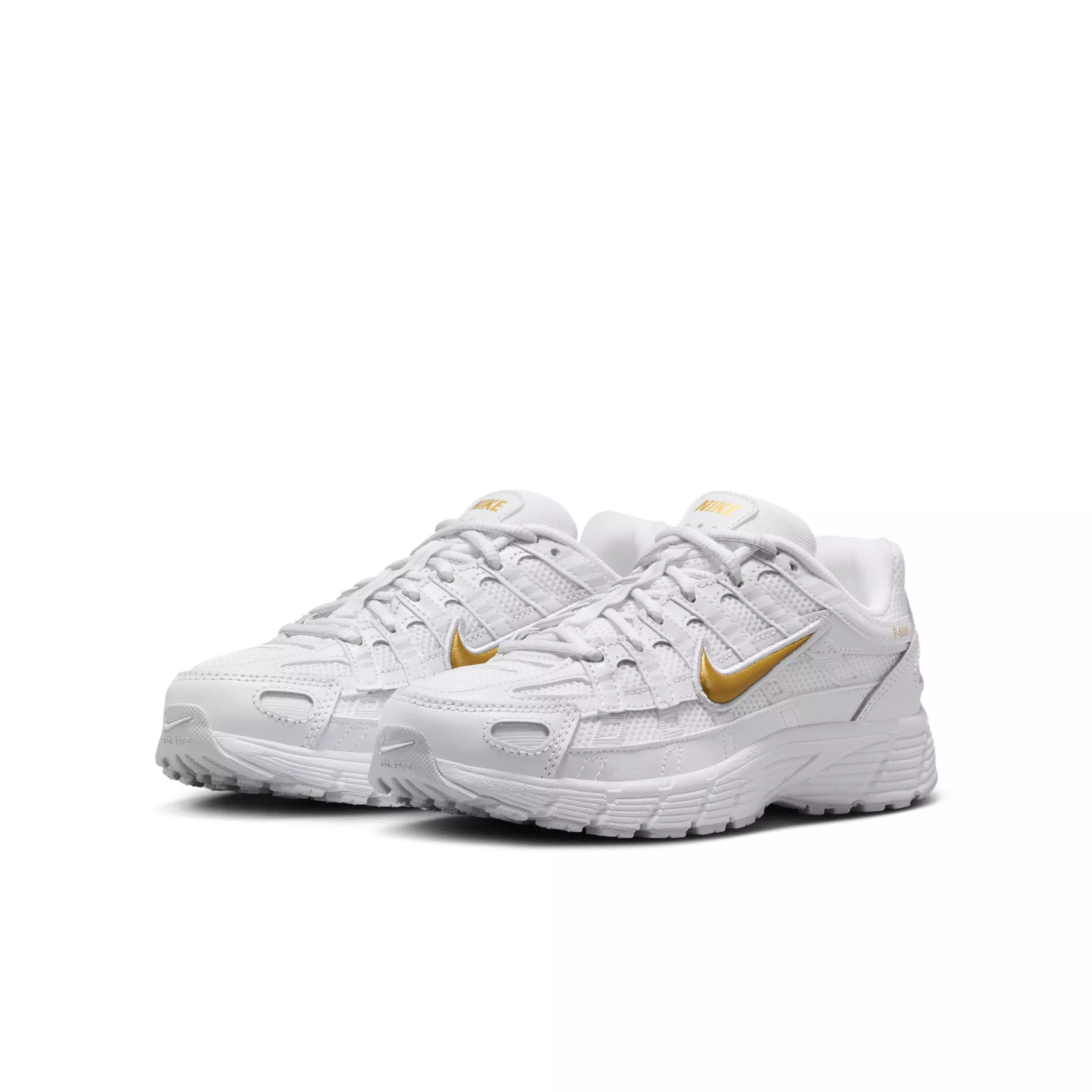 Nike P-6000 "White/Pure Platinum/Metallic Gold" Grade School Girls' Shoe - WHITE/PLATINUM/GOLD