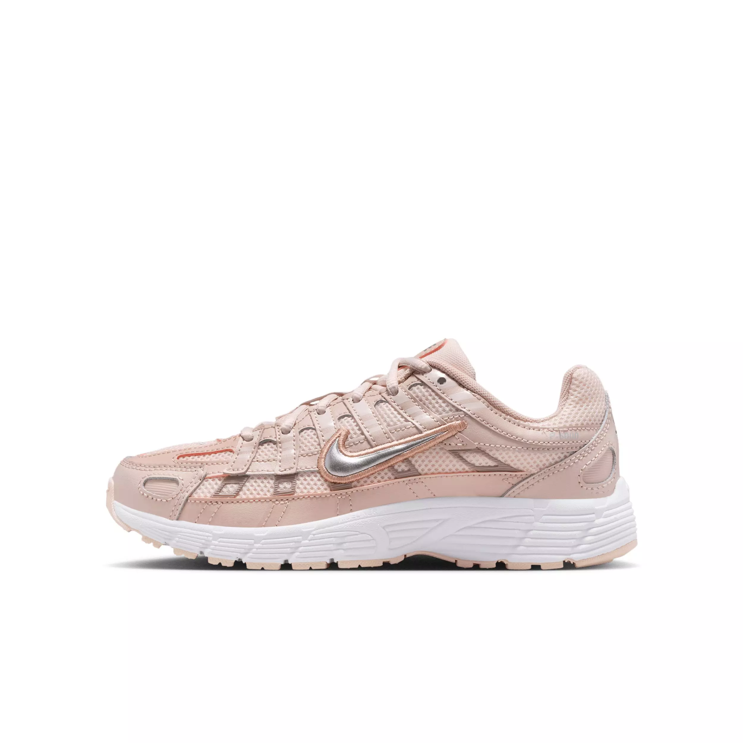 Nike P-6000 "Silt Red/Light Soft Pink/Particle Pink/Metallic Silver" Grade School Girls' Shoe - RED/LT PINK/PINK/SILVER