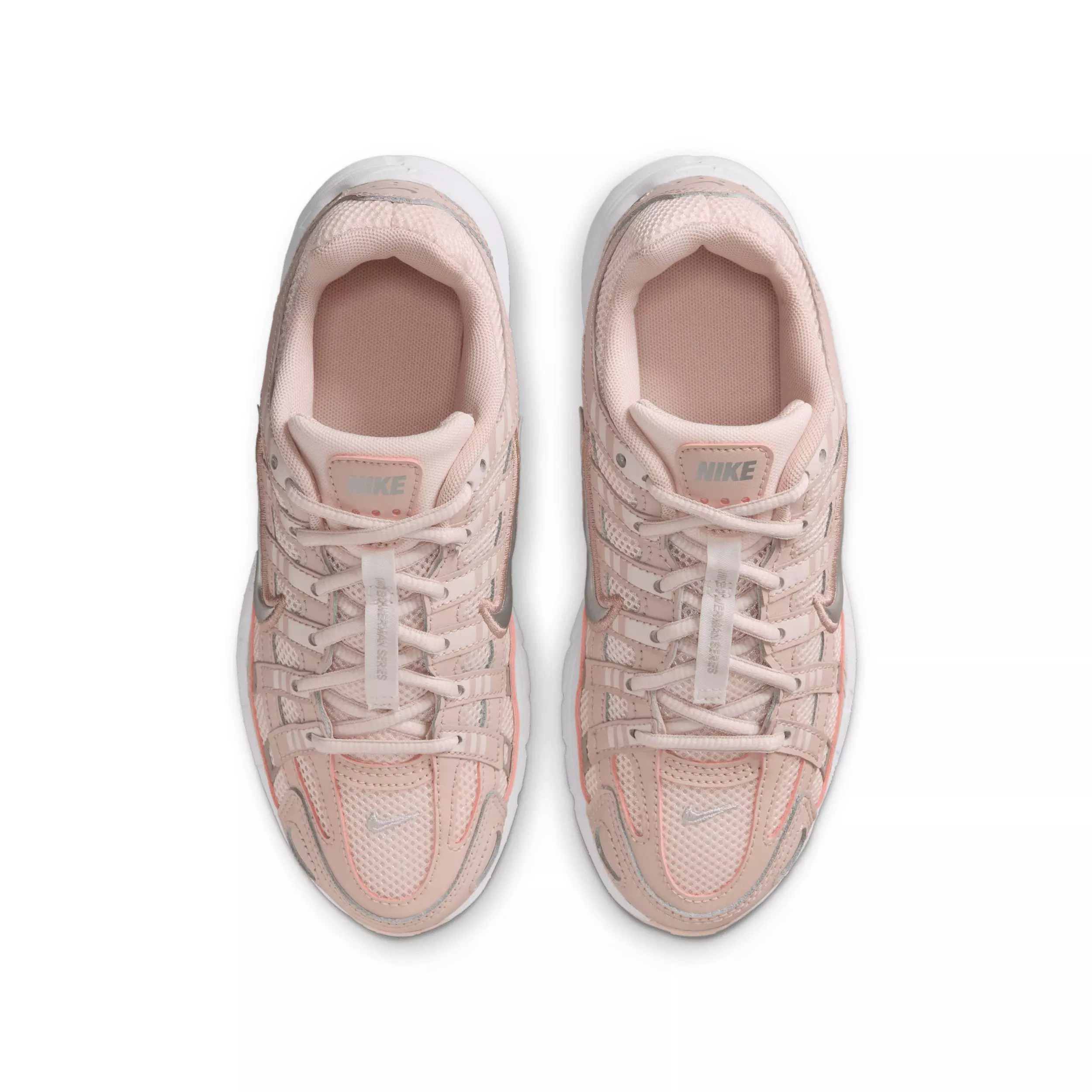 Nike P-6000 "Silt Red/Light Soft Pink/Particle Pink/Metallic Silver" Grade School Girls' Shoe - RED/LT PINK/PINK/SILVER