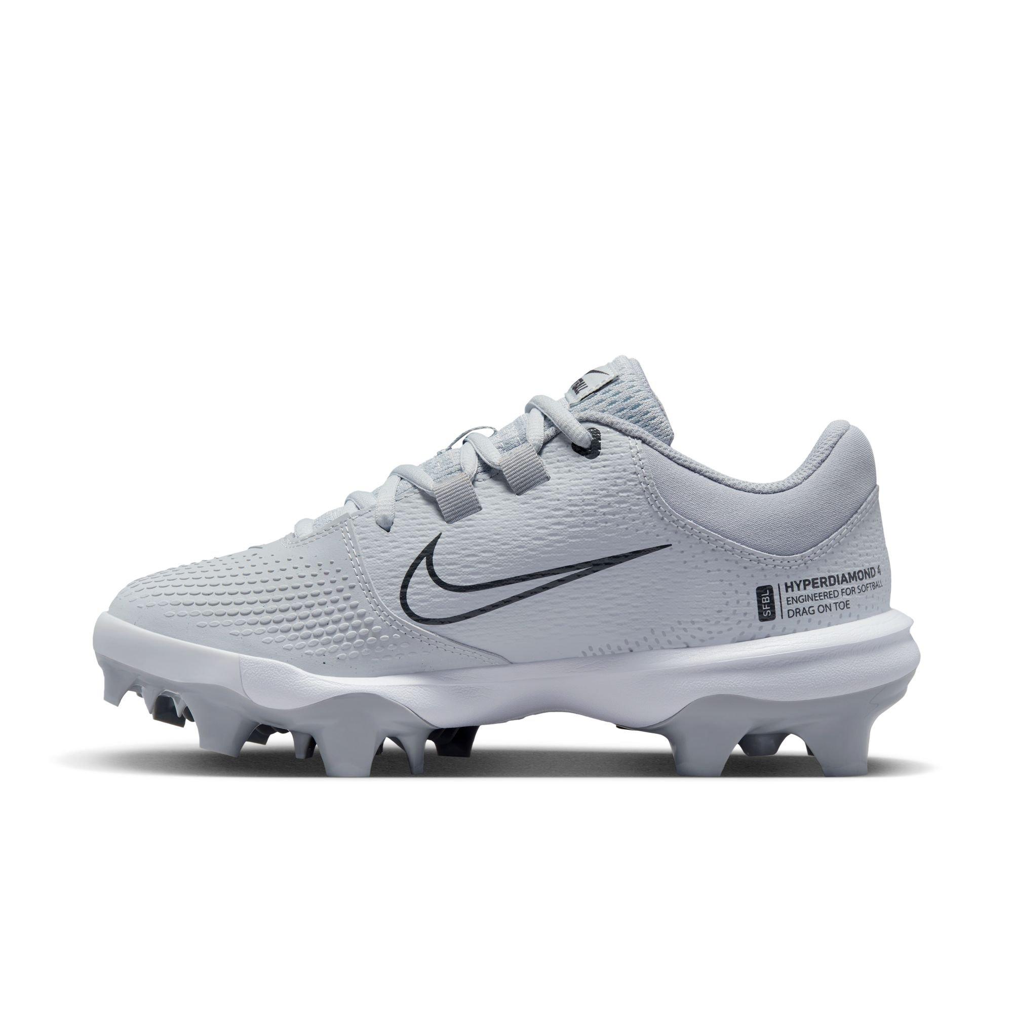 Nike Hyperdiamond 4 Pro MCS "Pure Platinum/Dark Grey/Wolf Grey" Women's Softball Cleat - GREY Thumbnail View 4