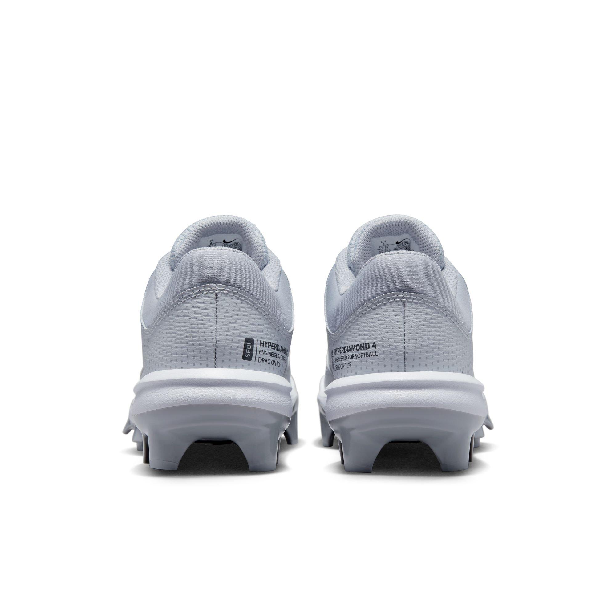 Nike Hyperdiamond 4 Pro MCS "Pure Platinum/Dark Grey/Wolf Grey" Women's Softball Cleat - GREY Thumbnail View 5