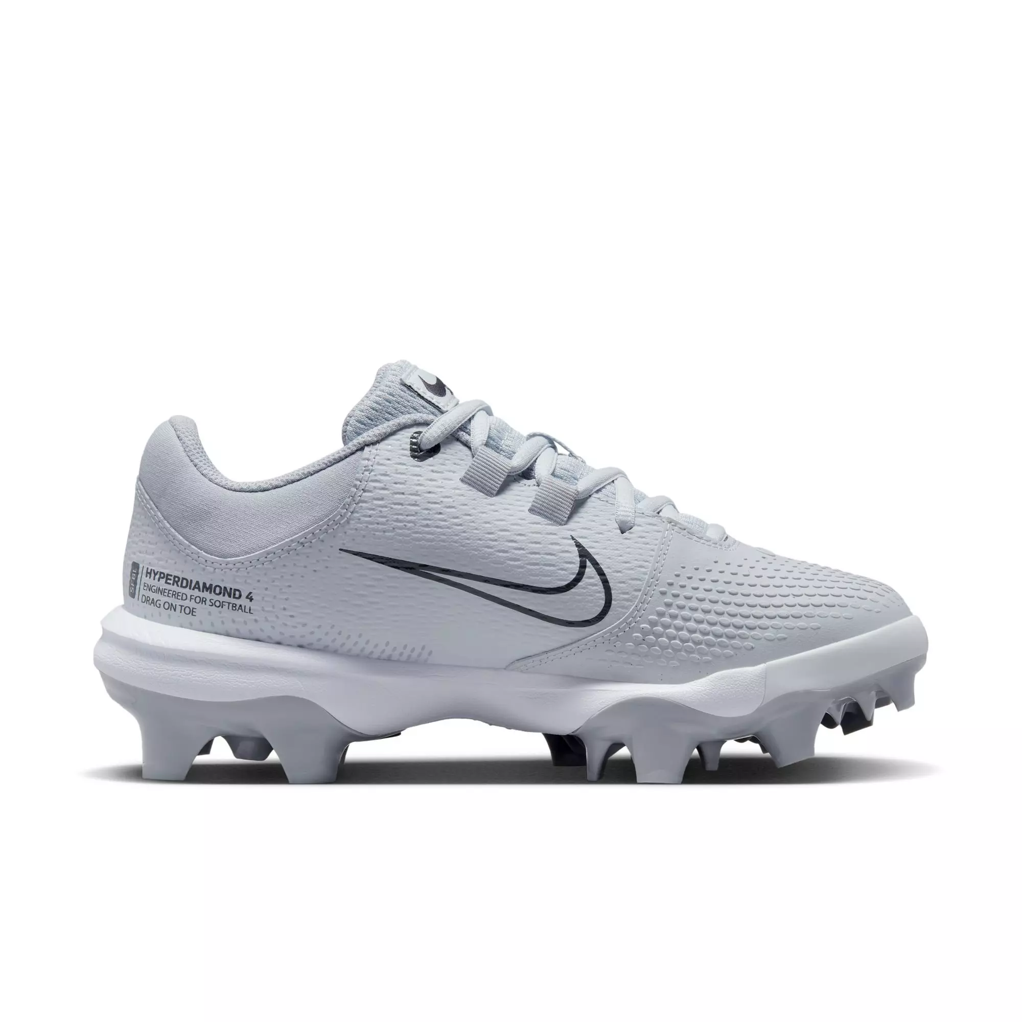 Nike Hyperdiamond 4 Pro MCS "Pure Platinum/Dark Grey/Wolf Grey" Women's Softball Cleat - GREY