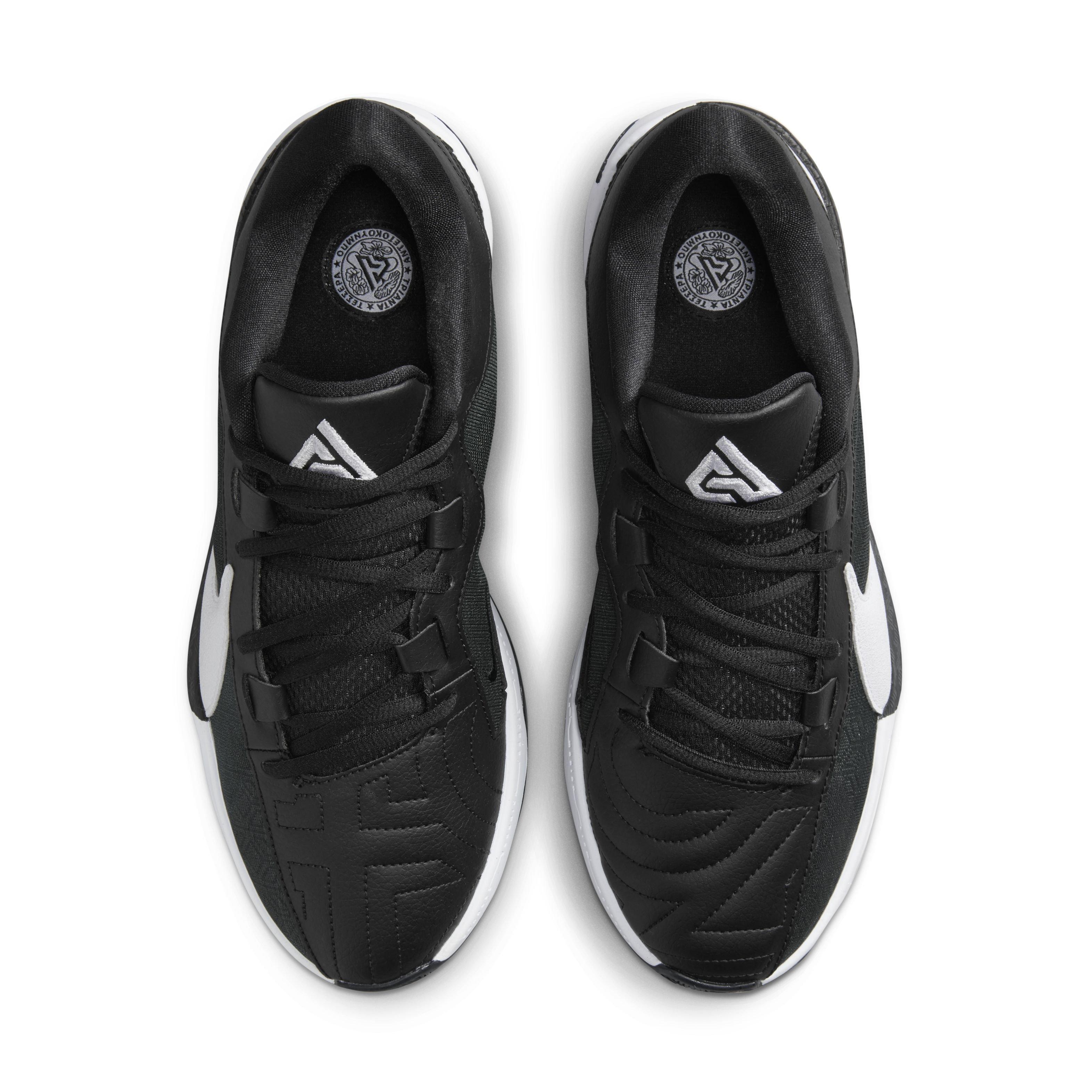 Nike Zoom Freak 5 (Team) "Black/White/Black" Men's Basketball Shoe - BLACK/WHITE/BLACK Thumbnail View 4