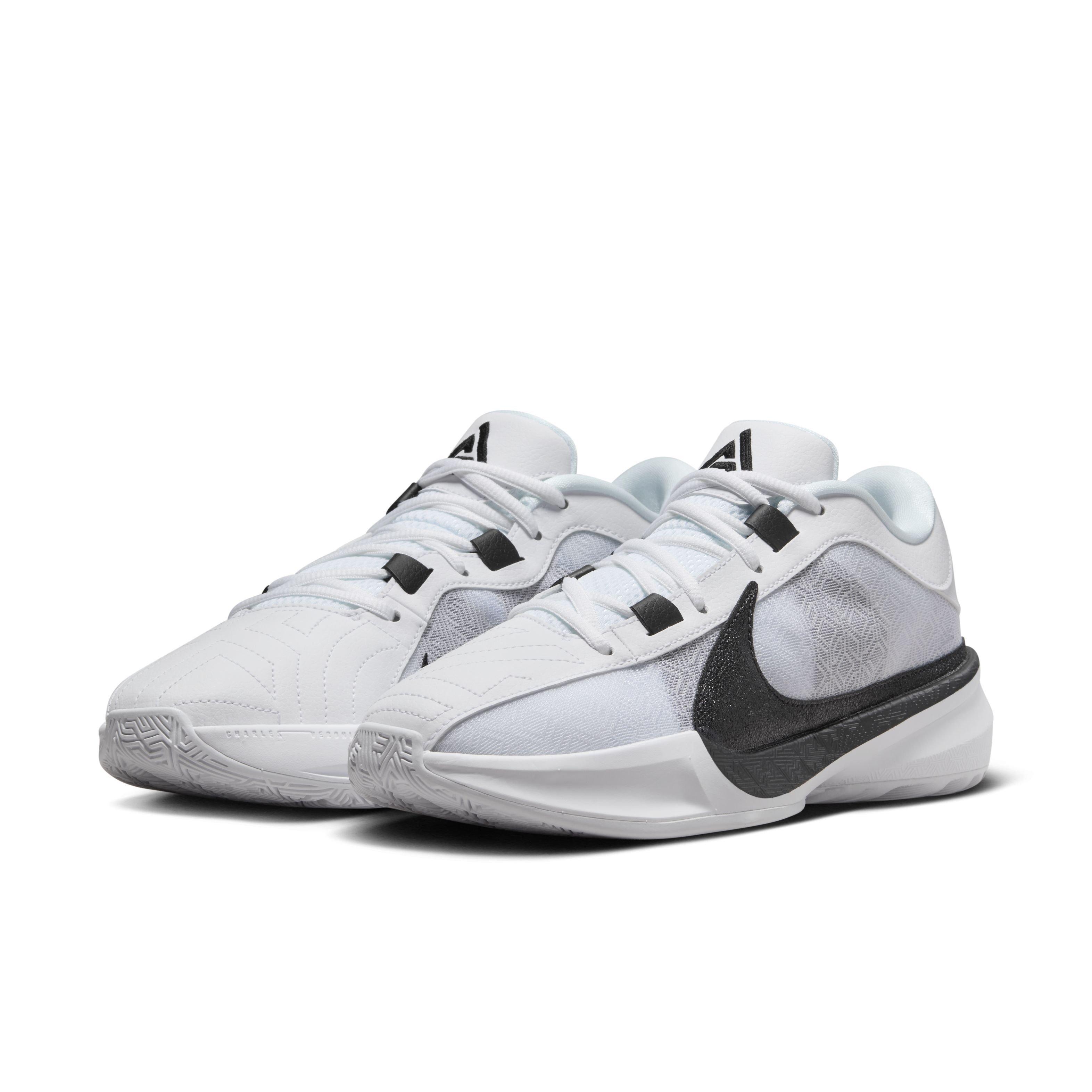 Nike Zoom Freak 5 (Team) "White/Black/White" Men's Basketball Shoe - WHITE/BLACK/WHITE Thumbnail View 3