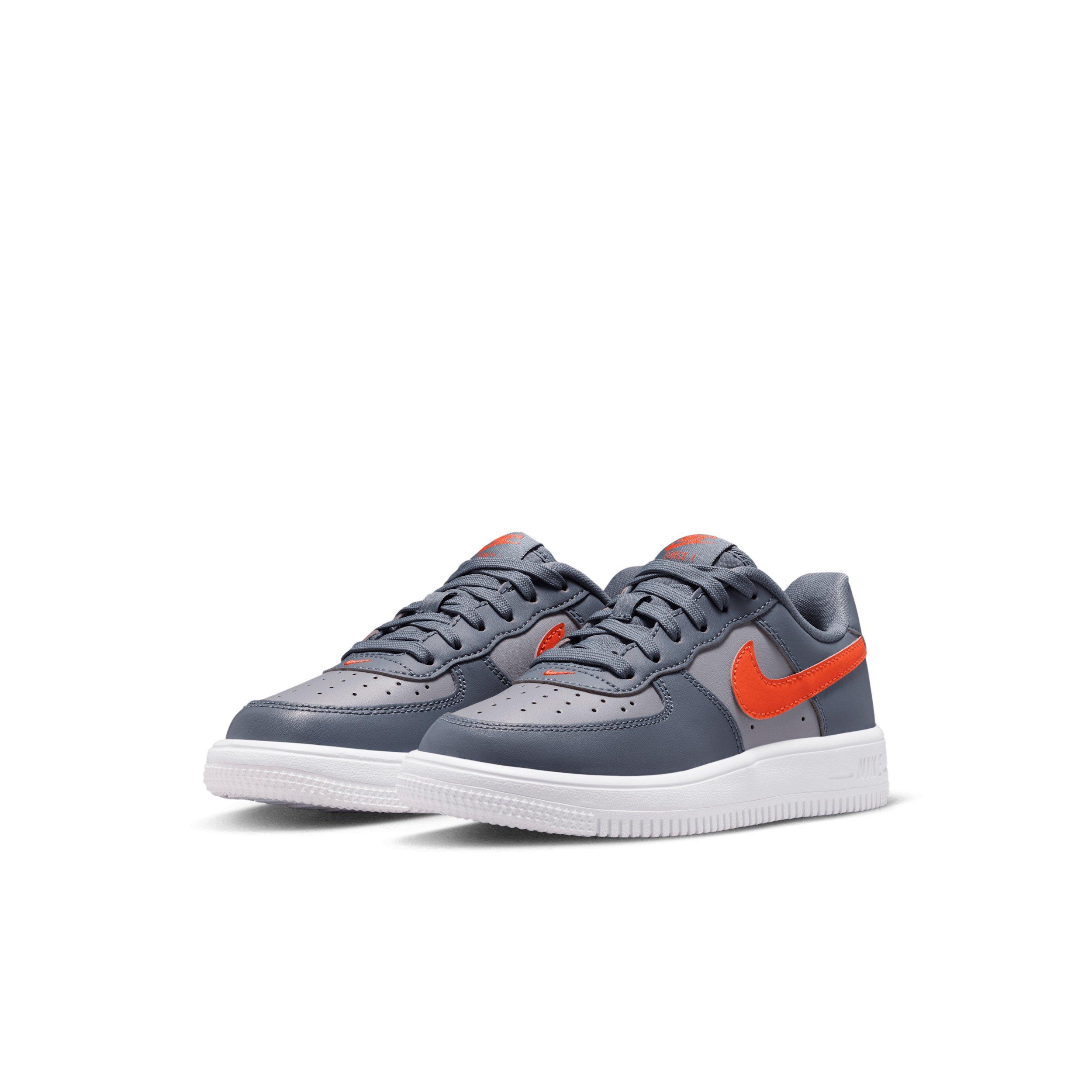Nike Force 1 Low Preschool Boys' "Cement Grey/Light Carbon/White/Team Orange" Shoe