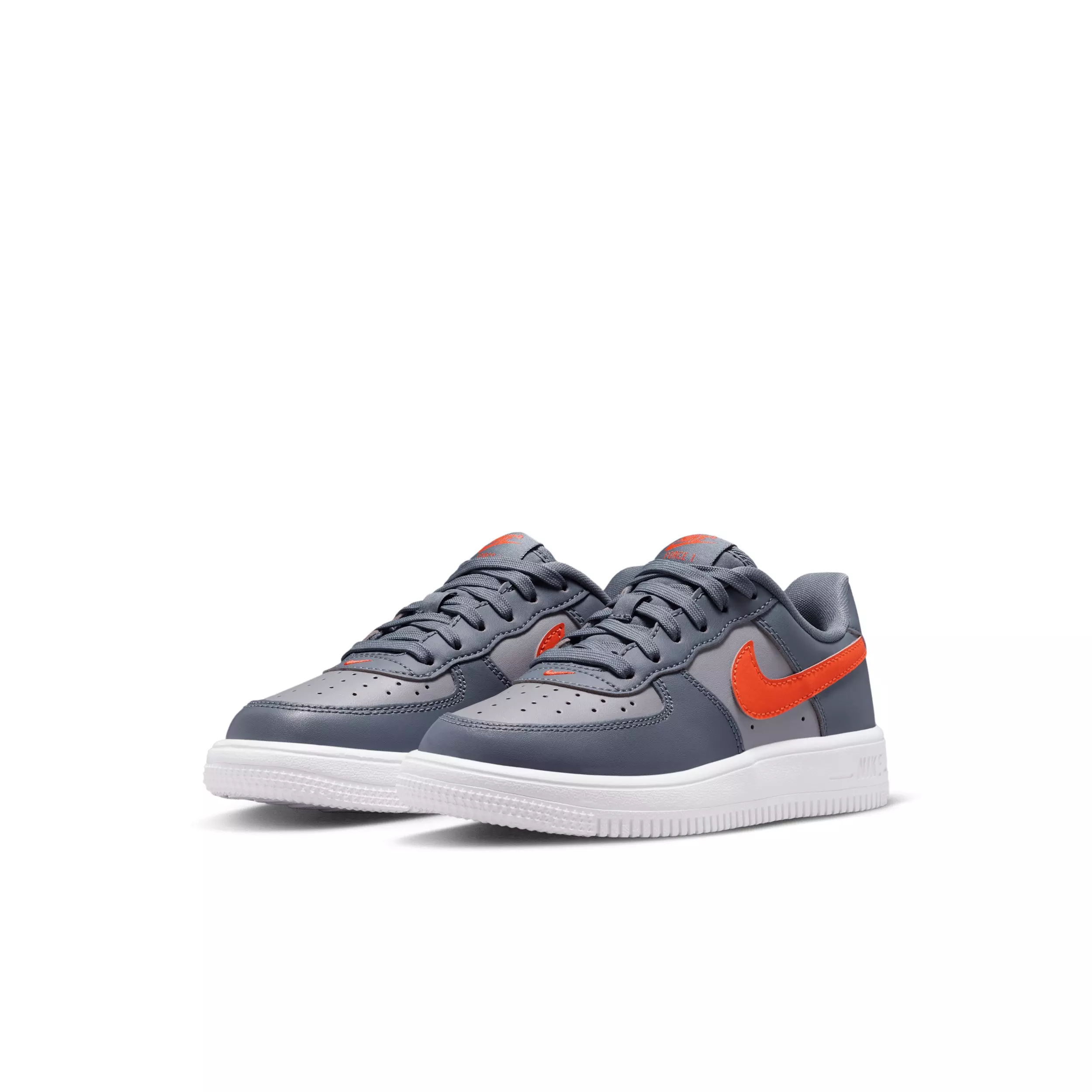 Nike Force 1 Low "Cement Grey/Light Carbon/White/Team Orange" Preschool Boys' Shoe - GREY/CARBON/WHITE/ORANGE