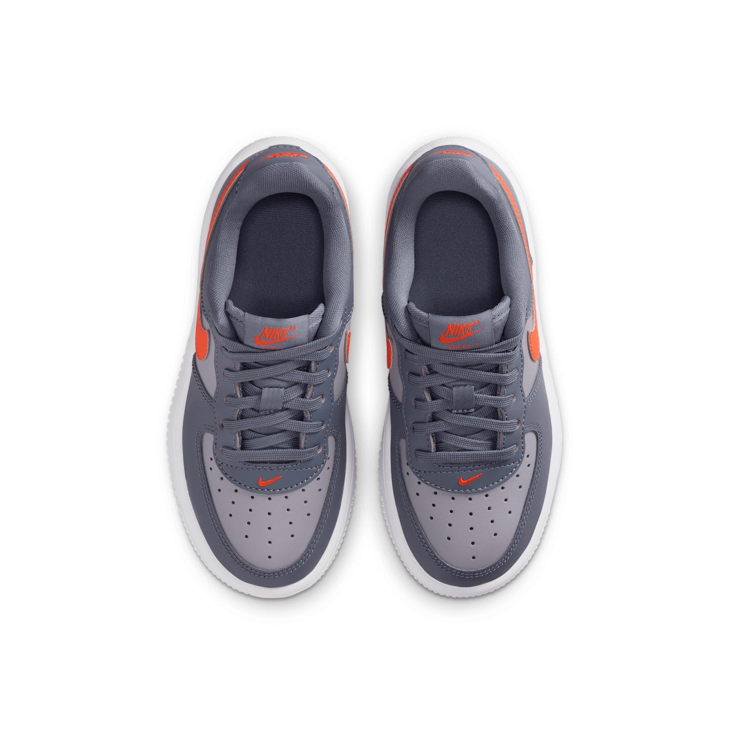 Nike Force 1 Low Preschool Boys' "Cement Grey/Light Carbon/White/Team Orange" Shoe
