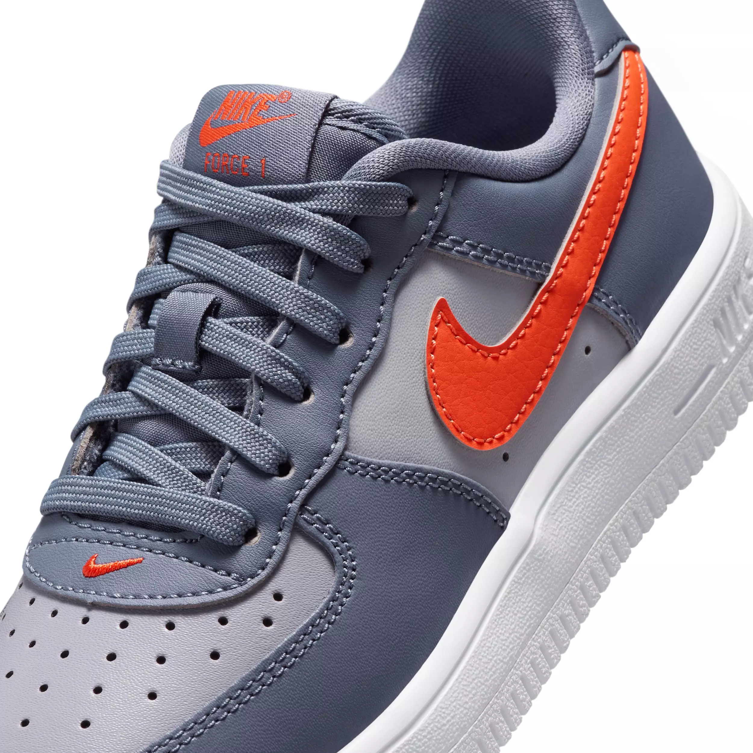Nike Force 1 Low "Cement Grey/Light Carbon/White/Team Orange" Preschool Boys' Shoe - GREY/CARBON/WHITE/ORANGE
