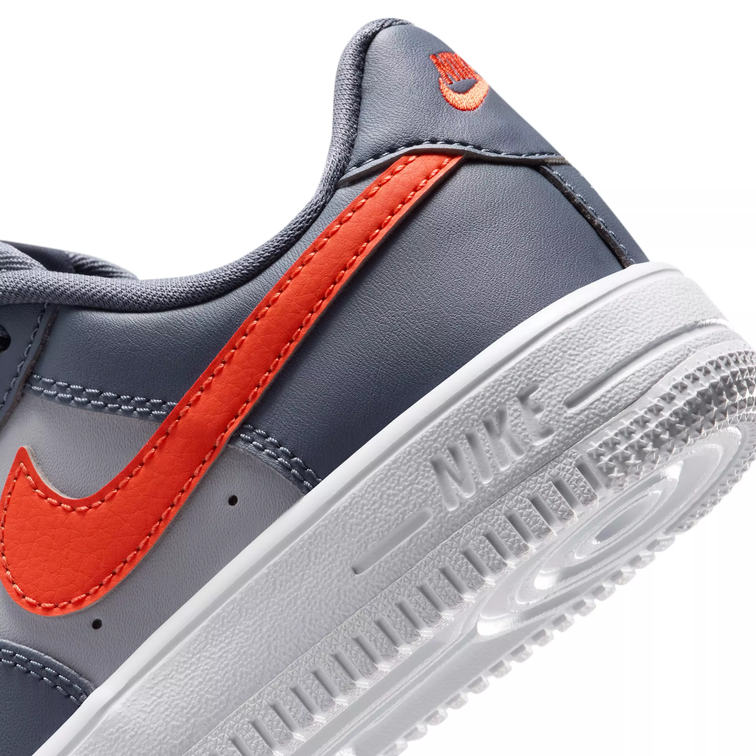 Nike Force 1 Low "Cement Grey/Light Carbon/White/Team Orange" Preschool Boys' Shoe - GREY/CARBON/WHITE/ORANGE
