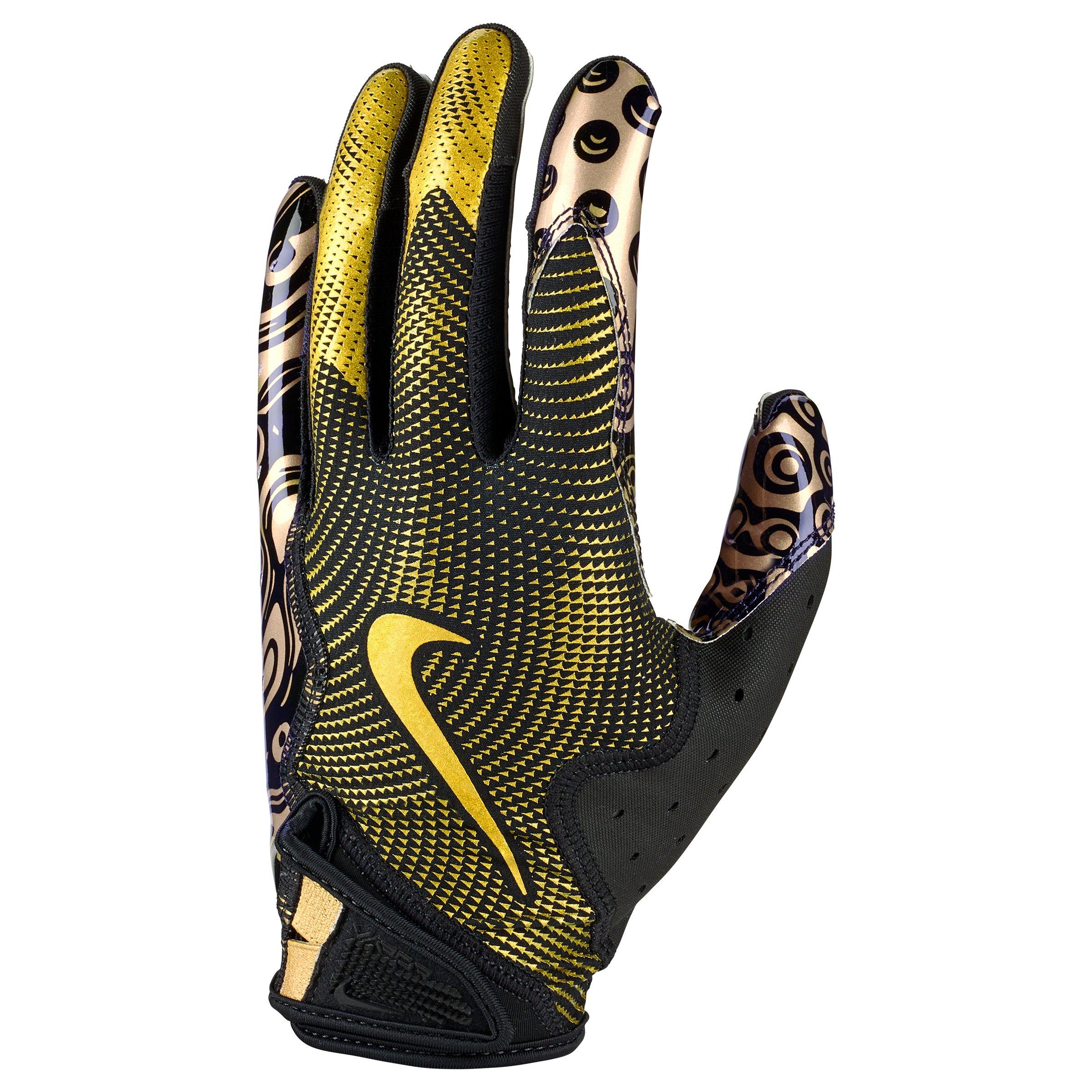 Nike Men's Vapor Jet 8.0 Metallic Football Glove - BLACK/GOLD Thumbnail View 1